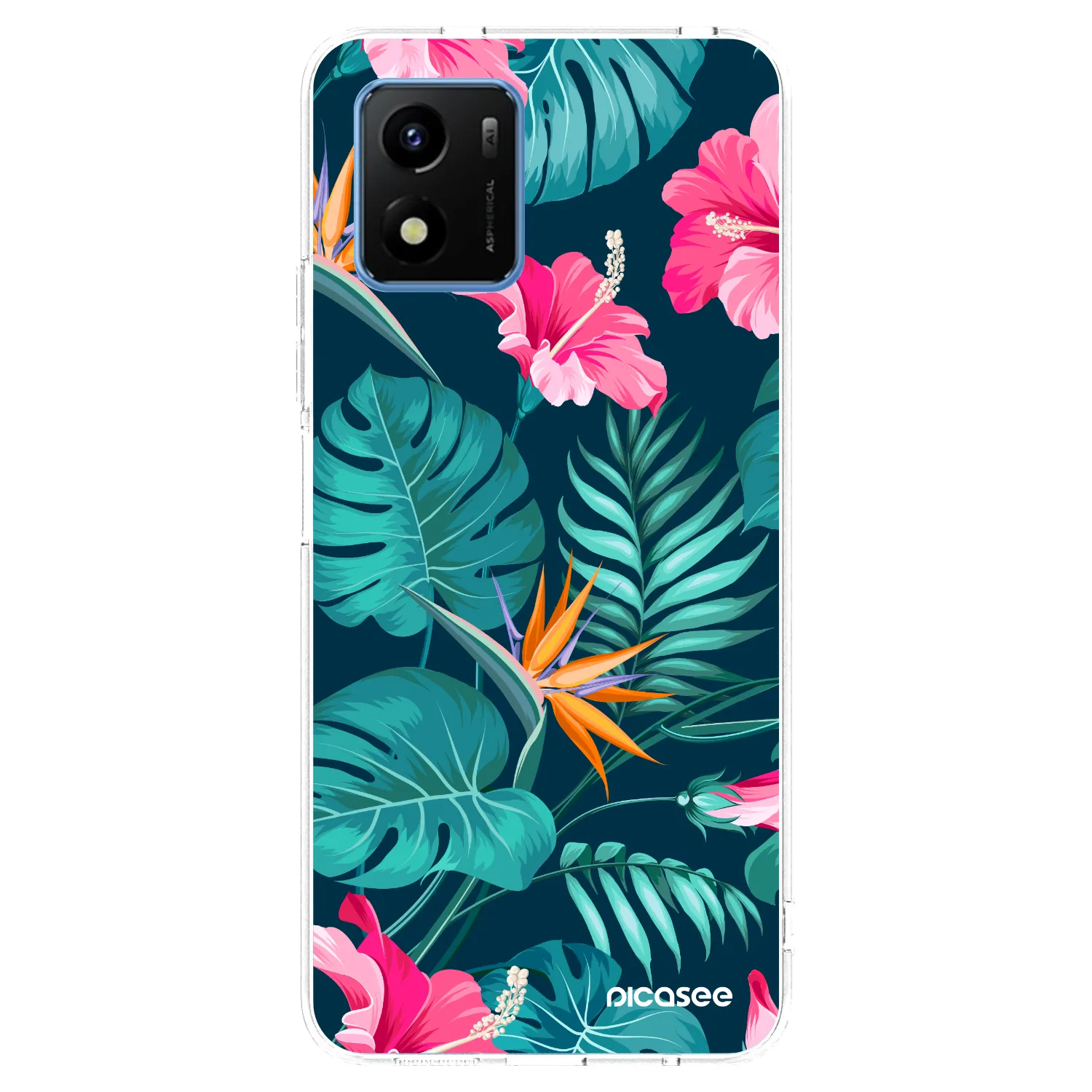 Picasee silikonový průhledný obal pro Vivo Y01 - Pink Monstera