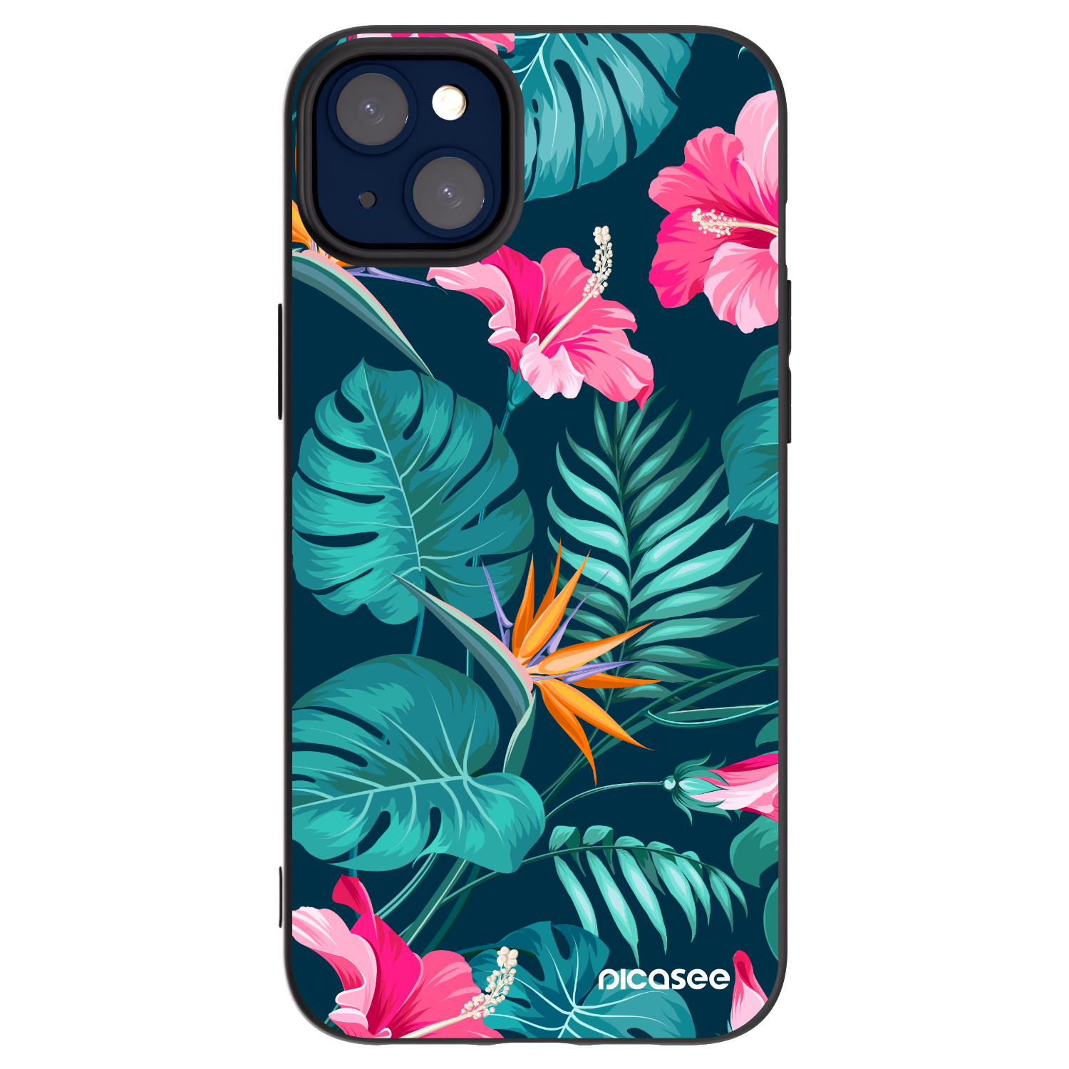 Picasee silikonový černý obal pro Apple iPhone 14 Plus - Pink Monstera