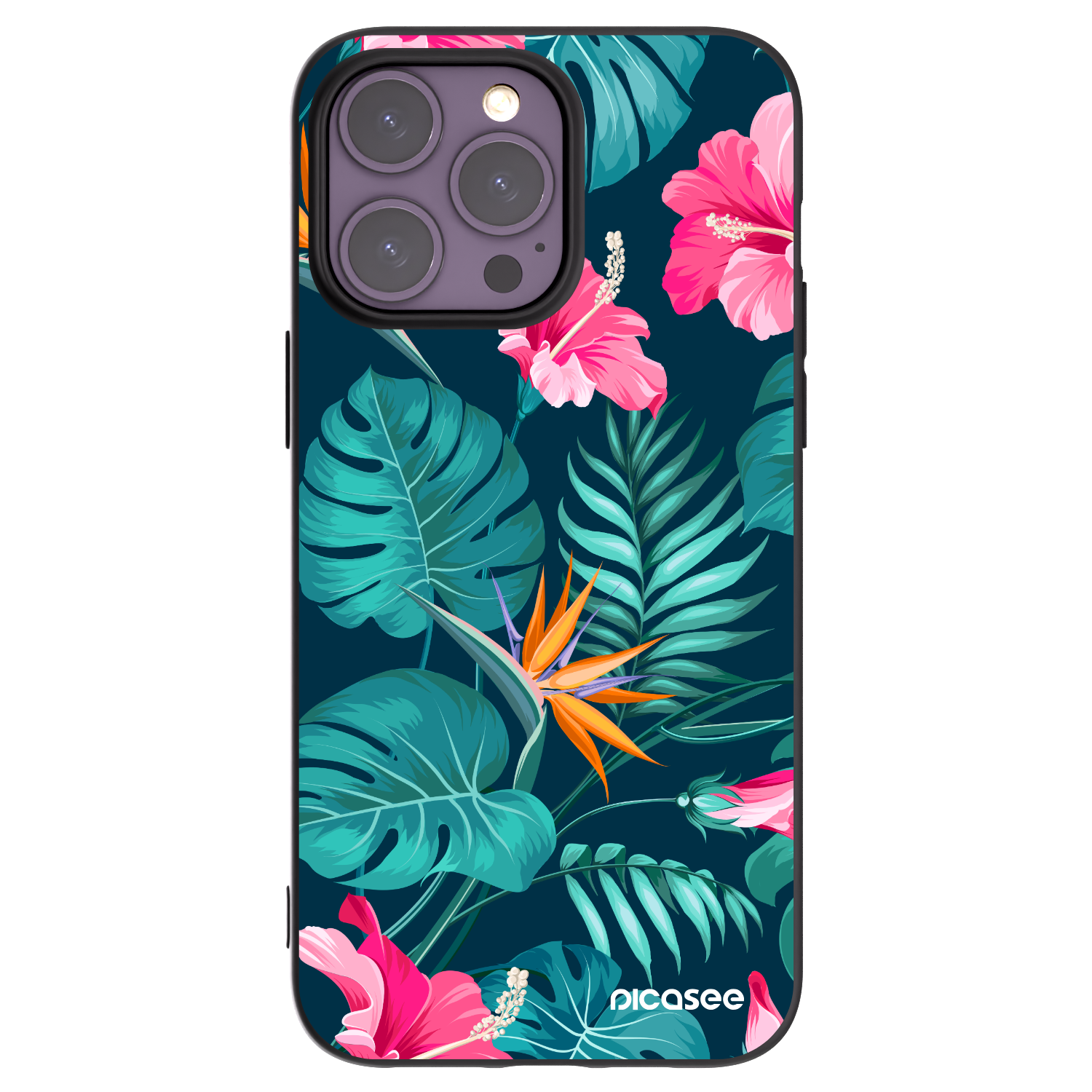 Picasee silikonový černý obal pro Apple iPhone 14 Pro Max - Pink Monstera