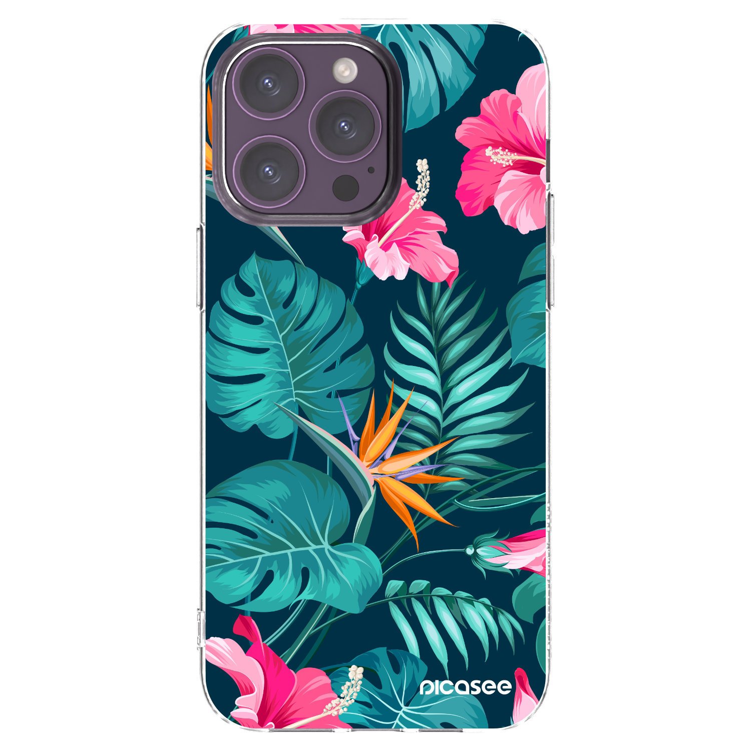 Picasee silikonový průhledný obal pro Apple iPhone 14 Pro Max - Pink Monstera