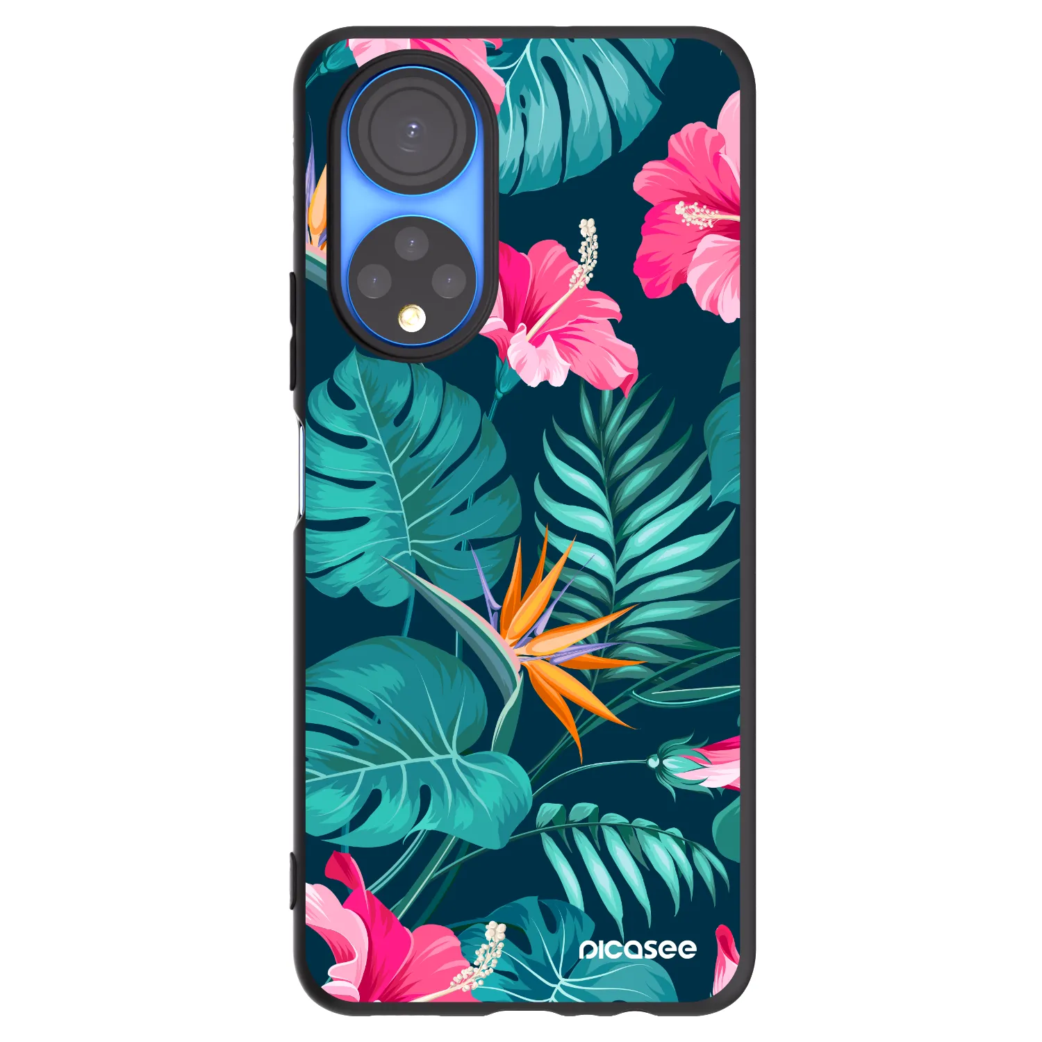 Picasee silikonový černý obal pro Honor X7 - Pink Monstera