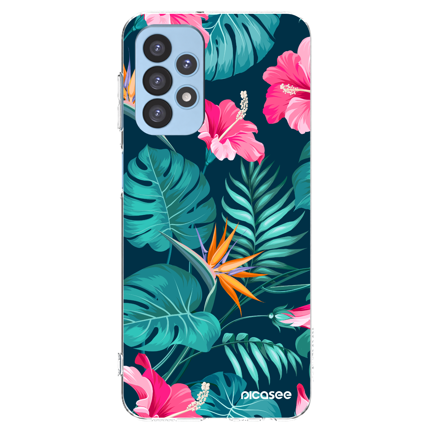 Picasee silikonový průhledný obal pro Samsung Galaxy A23 A235F 4G - Pink Monstera