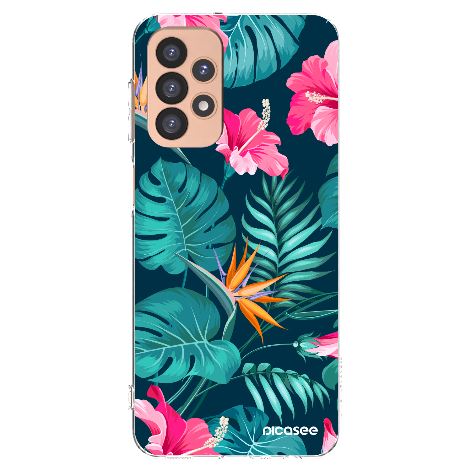Picasee silikonový průhledný obal pro Samsung Galaxy A23 A236B 5G - Pink Monstera