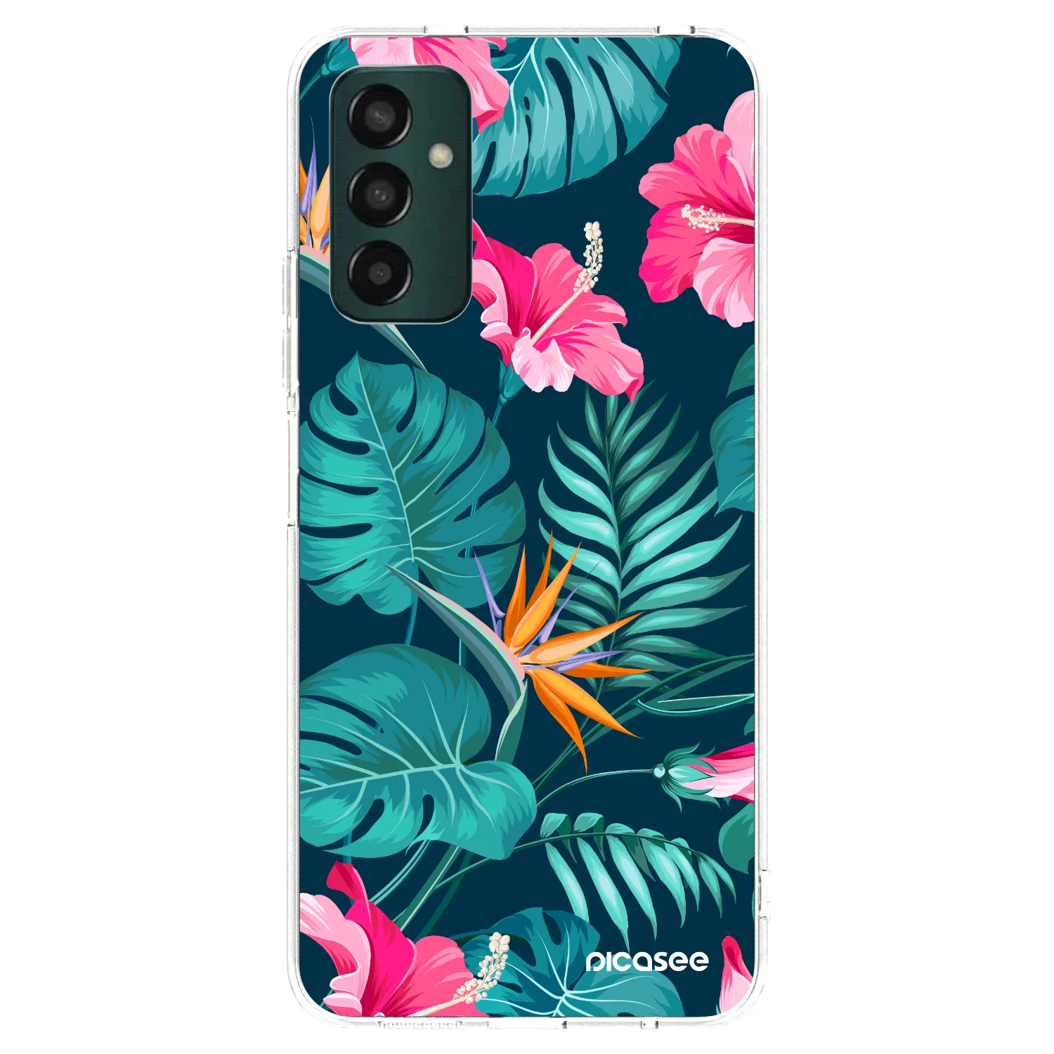 Picasee silikonový průhledný obal pro Samsung Galaxy M23 5G - Pink Monstera