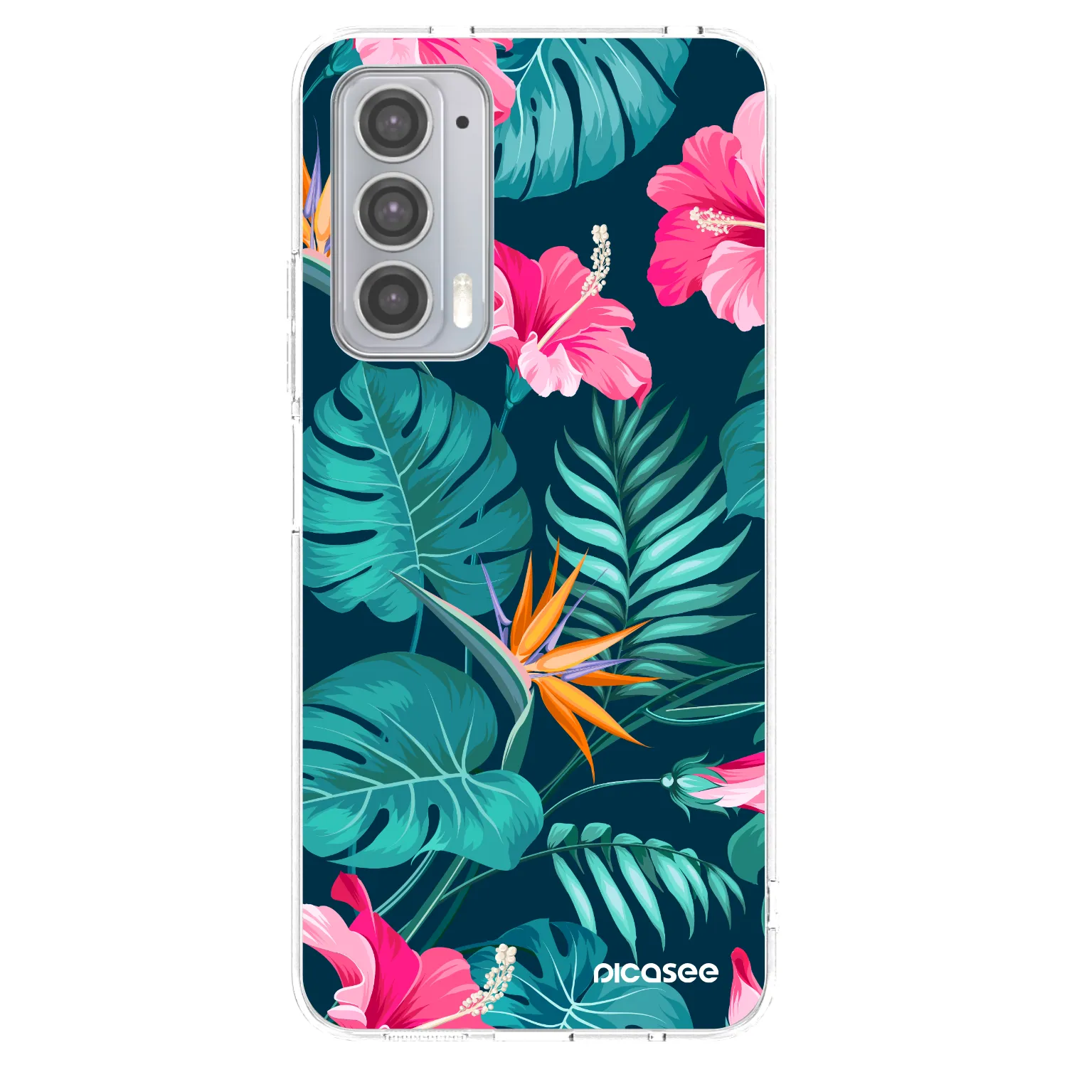 Picasee silikonový průhledný obal pro Motorola Edge 20 - Pink Monstera