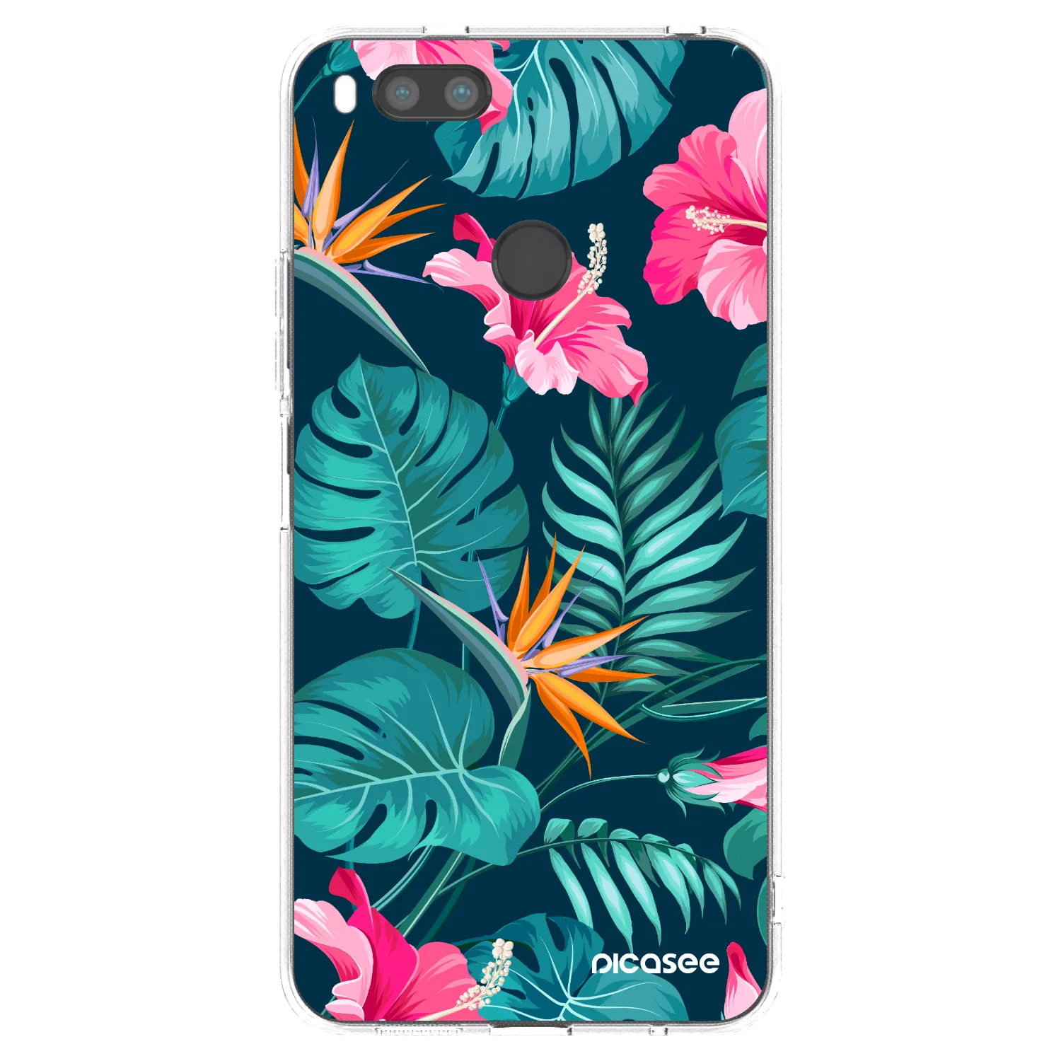 Picasee silikonový průhledný obal pro Xiaomi Redmi A1 - Pink Monstera