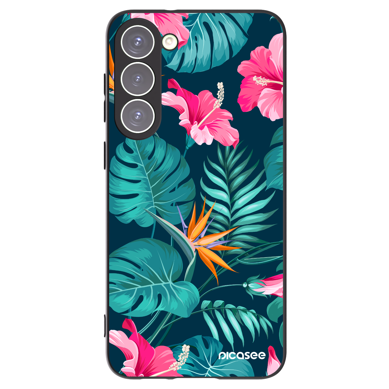 Picasee silikonový černý obal pro Samsung Galaxy S23+ 5G - Pink Monstera