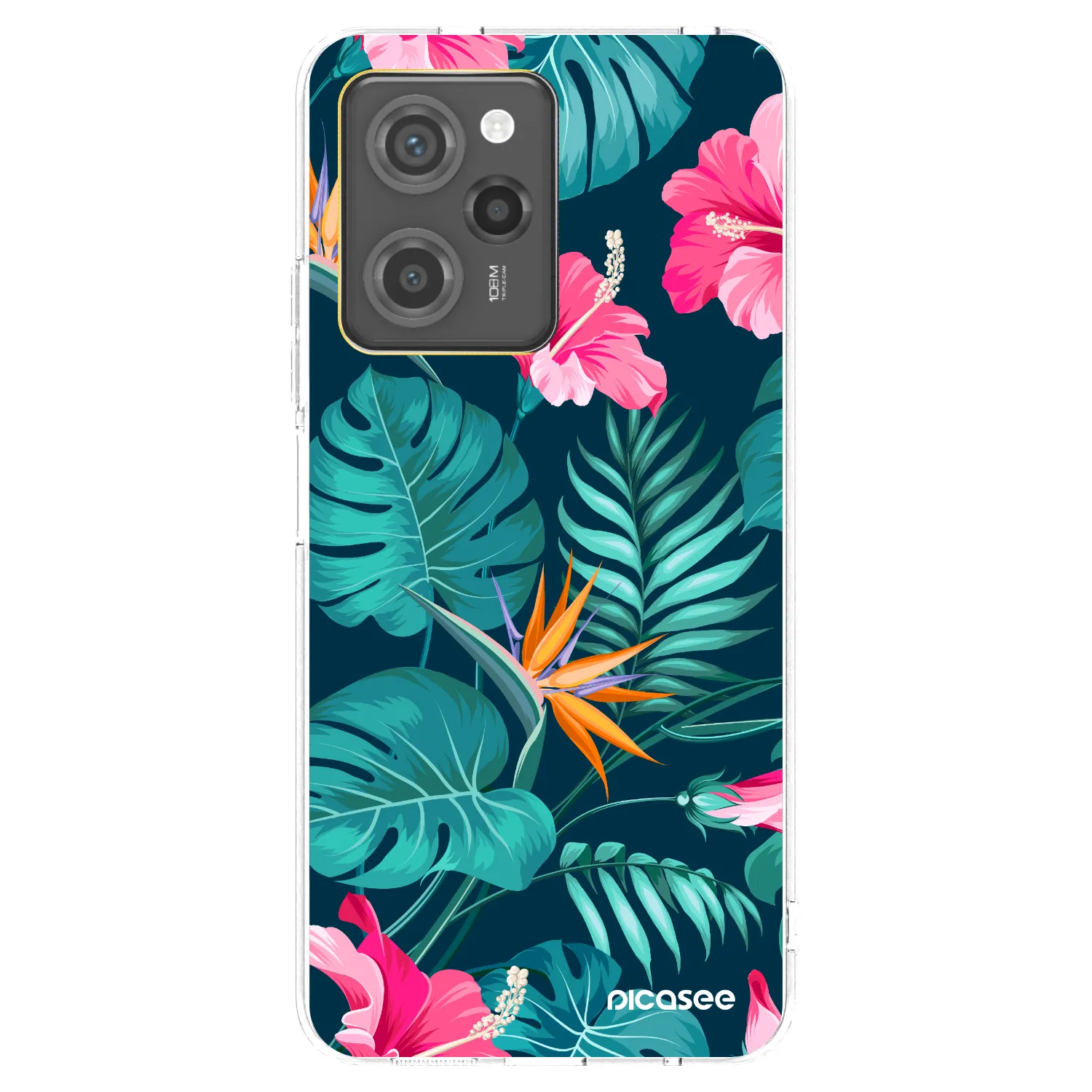 Picasee silikonový průhledný obal pro Xiaomi Poco X5 Pro - Pink Monstera