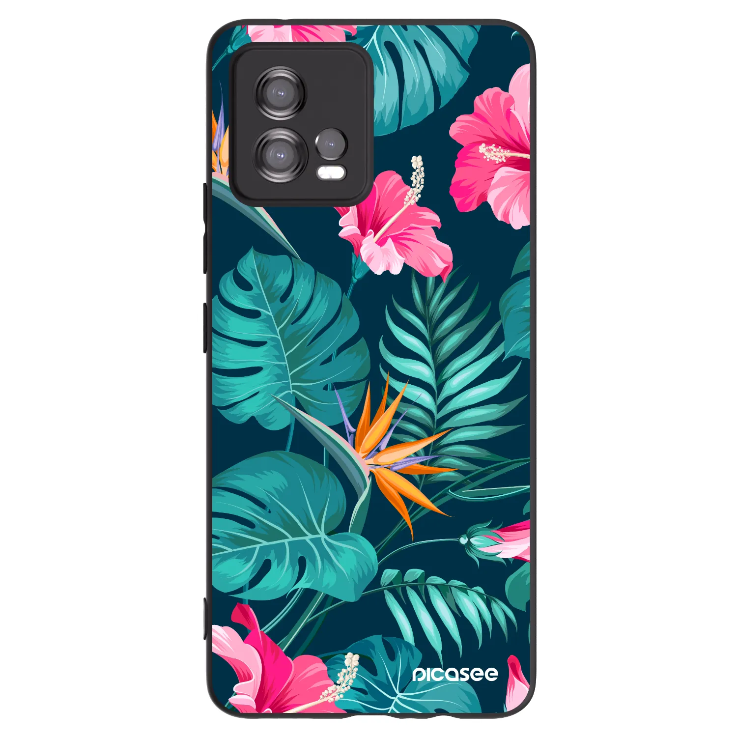 Picasee silikonový černý obal pro Motorola Moto G72 - Pink Monstera