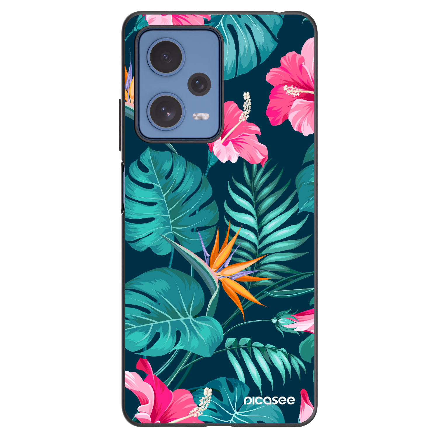 Picasee silikonový černý obal pro Xiaomi Redmi Note 12 Pro 5G - Pink Monstera
