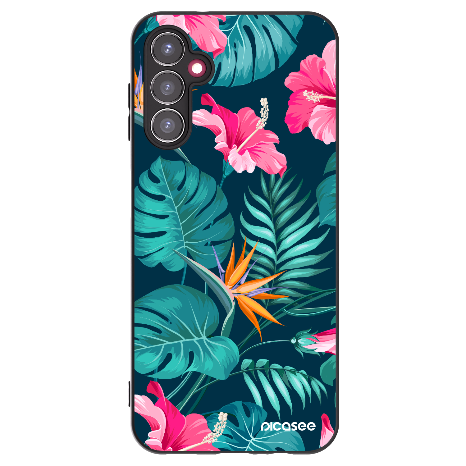 Picasee silikonový černý obal pro Samsung Galaxy A14 4G A145R - Pink Monstera