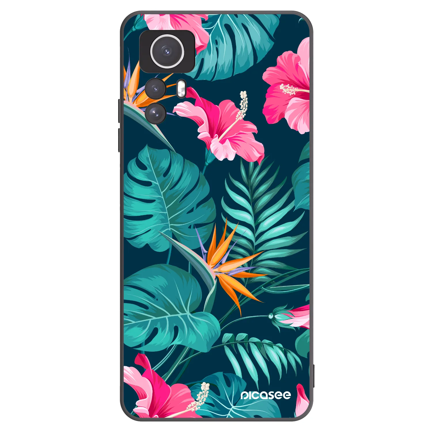 Picasee silikonový černý obal pro Xiaomi Redmi Note 12S - Pink Monstera