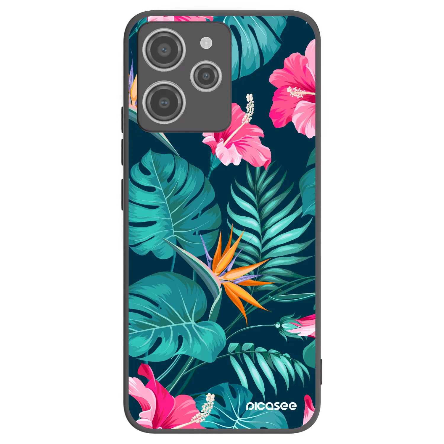 Picasee silikonový černý obal pro Xiaomi Redmi 12 4G - Pink Monstera
