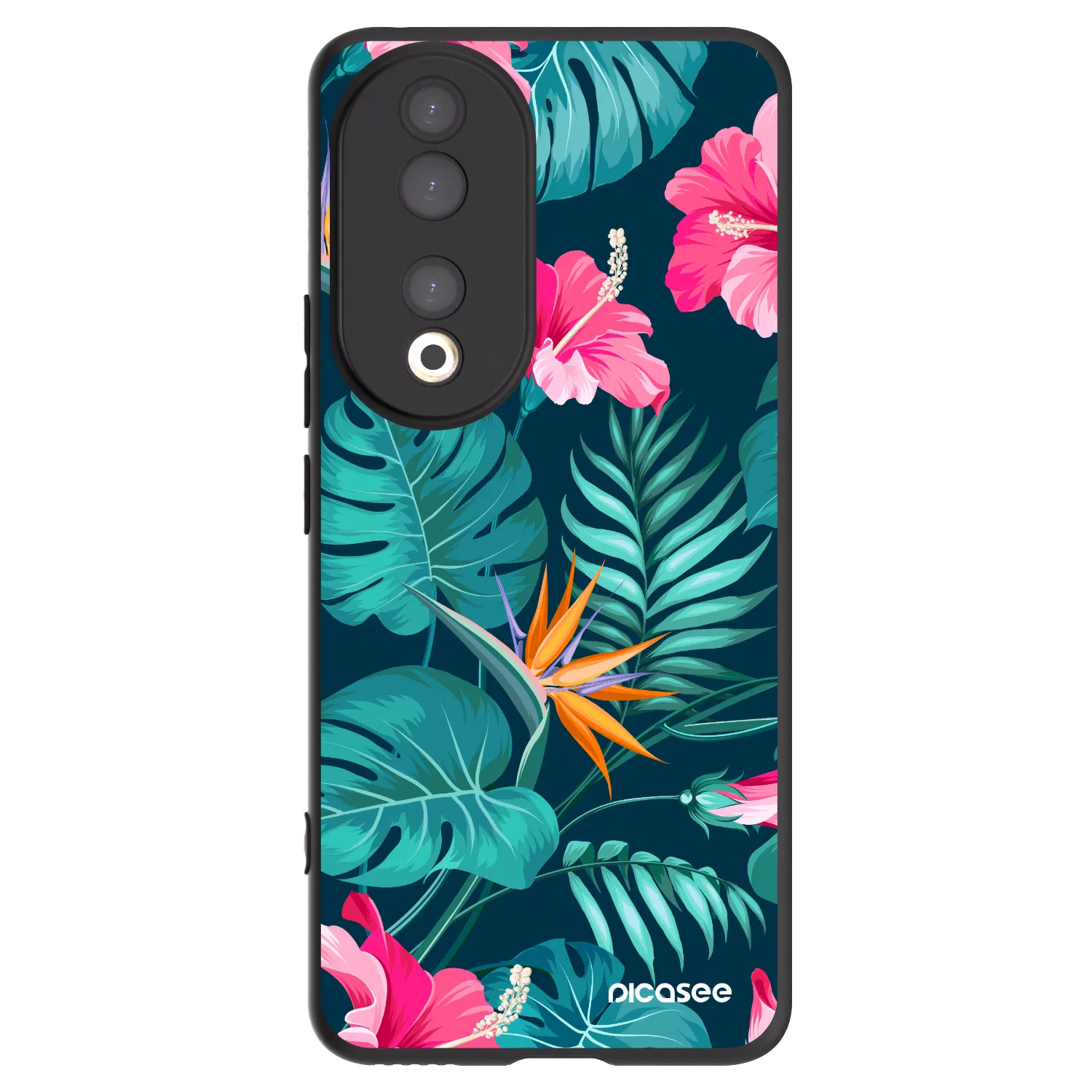 Picasee silikonový černý obal pro Honor 90 5G - Pink Monstera