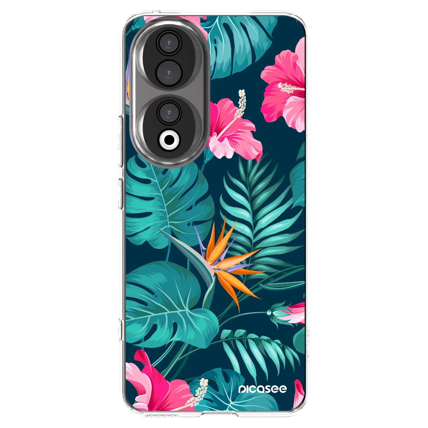 Picasee silikonový průhledný obal pro Honor 90 5G - Pink Monstera