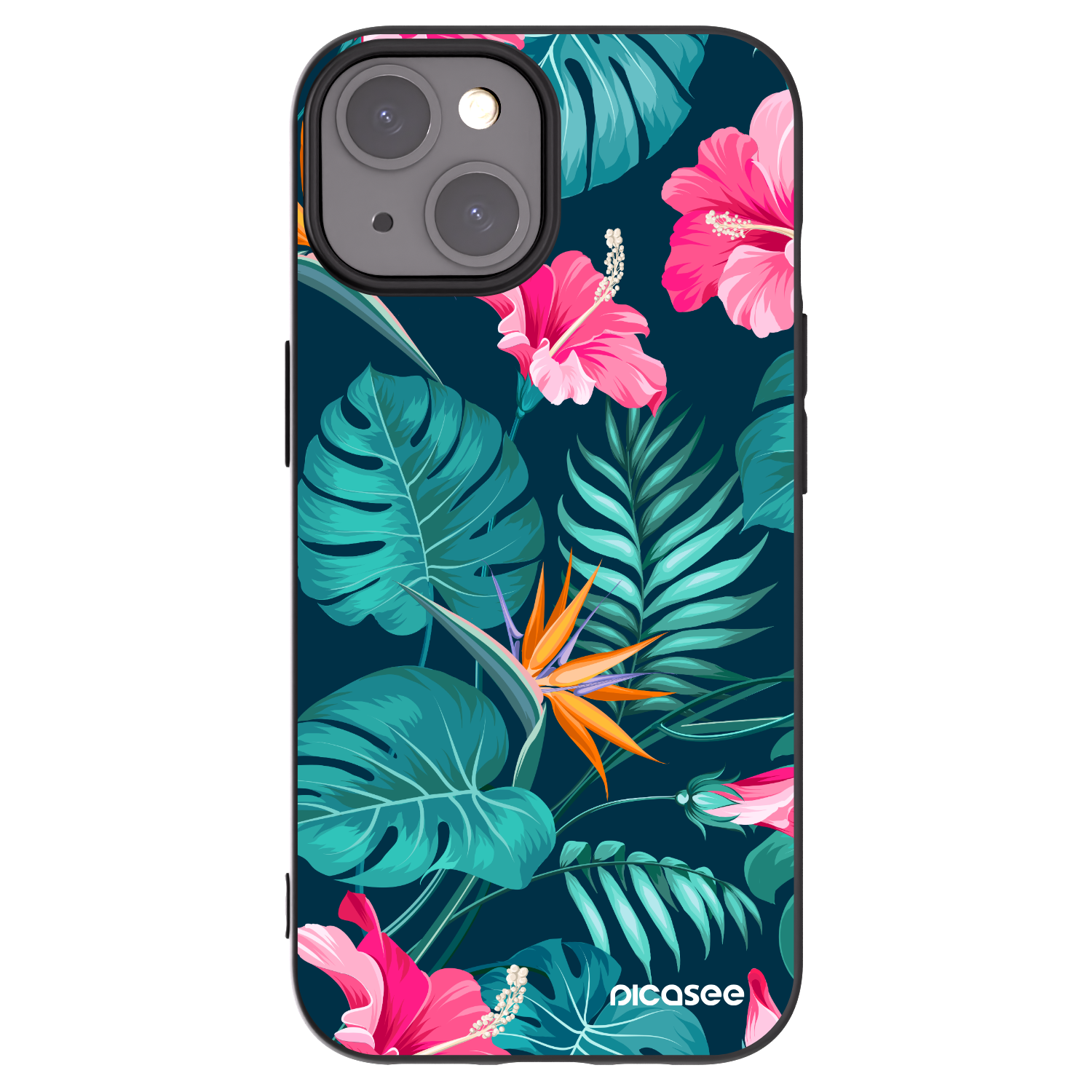 Picasee silikonový černý obal pro Apple iPhone 15 - Pink Monstera