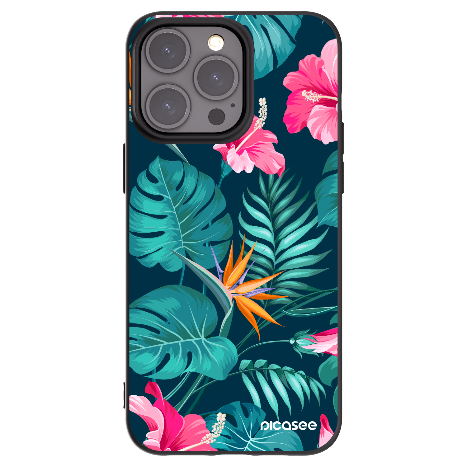 Picasee silikonový černý obal pro Apple iPhone 15 Pro Max - Pink Monstera