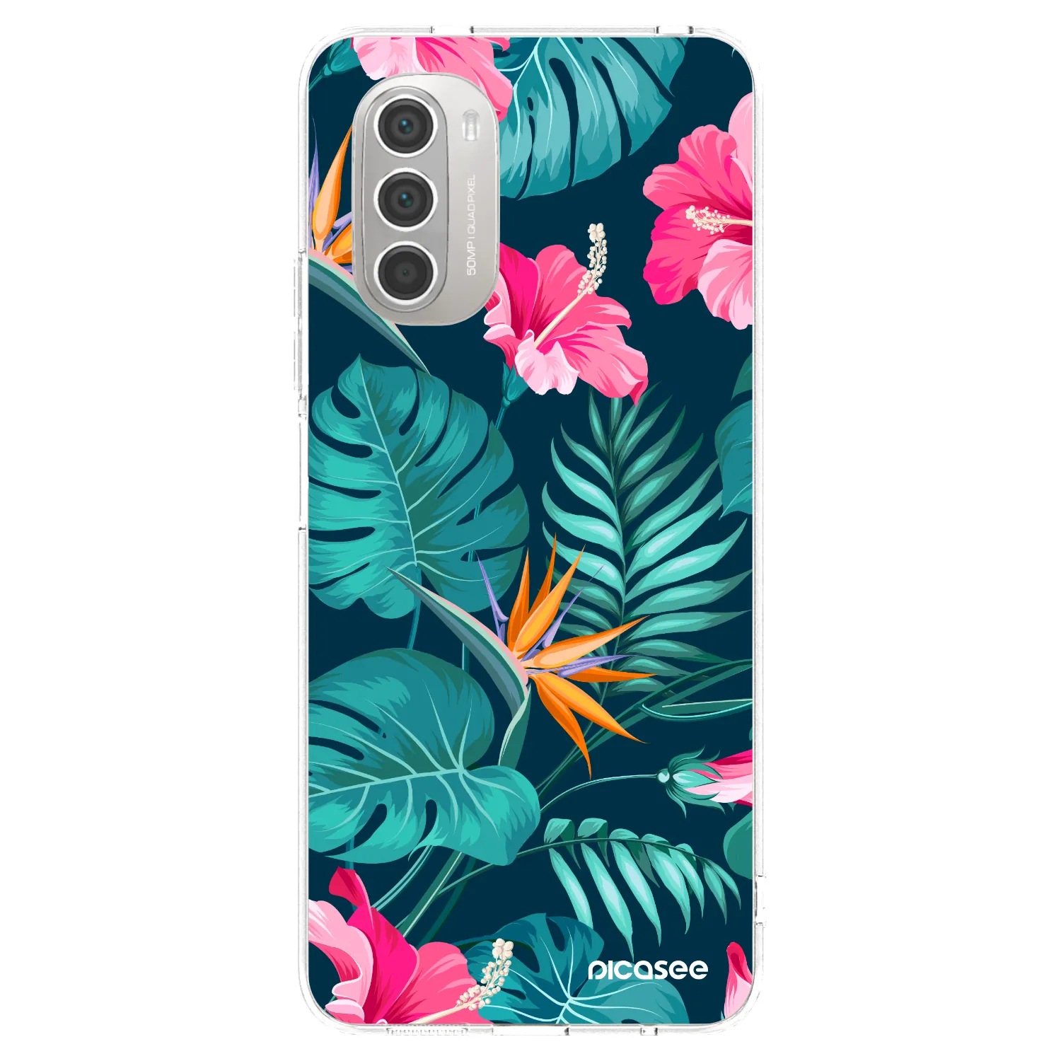 Picasee silikonový průhledný obal pro Motorola Moto G51 - Pink Monstera