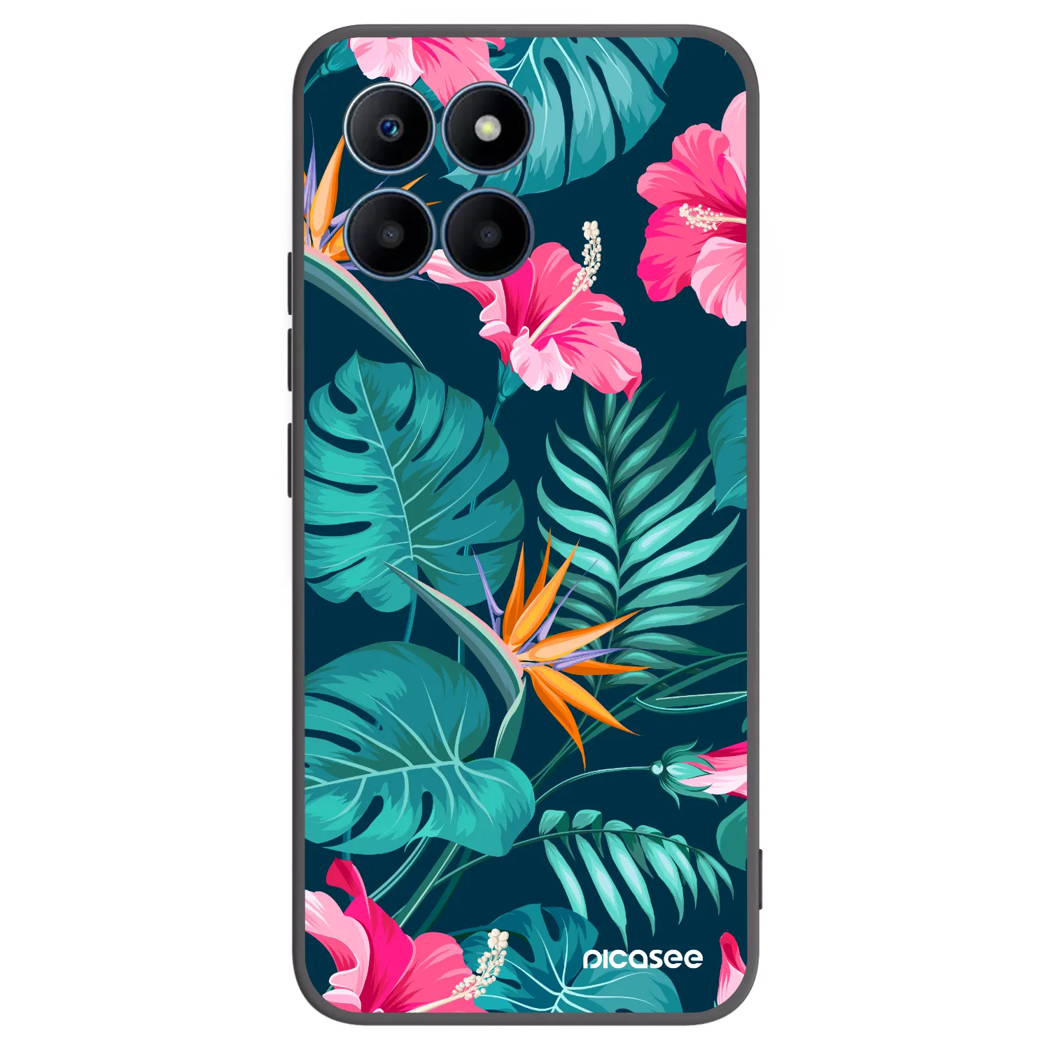 Picasee silikonový černý obal pro Honor 70 Lite - Pink Monstera