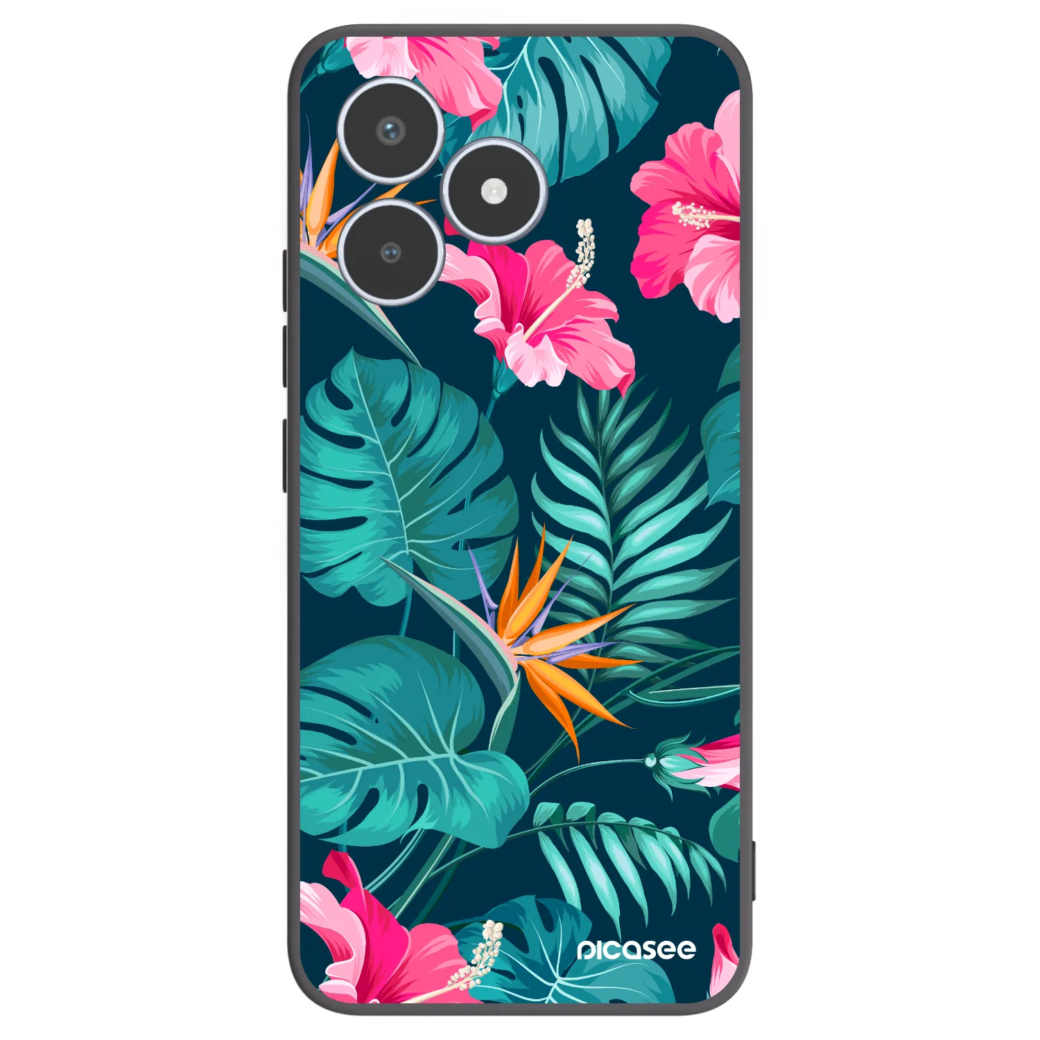 Picasee silikonový černý obal pro Realme C53 - Pink Monstera