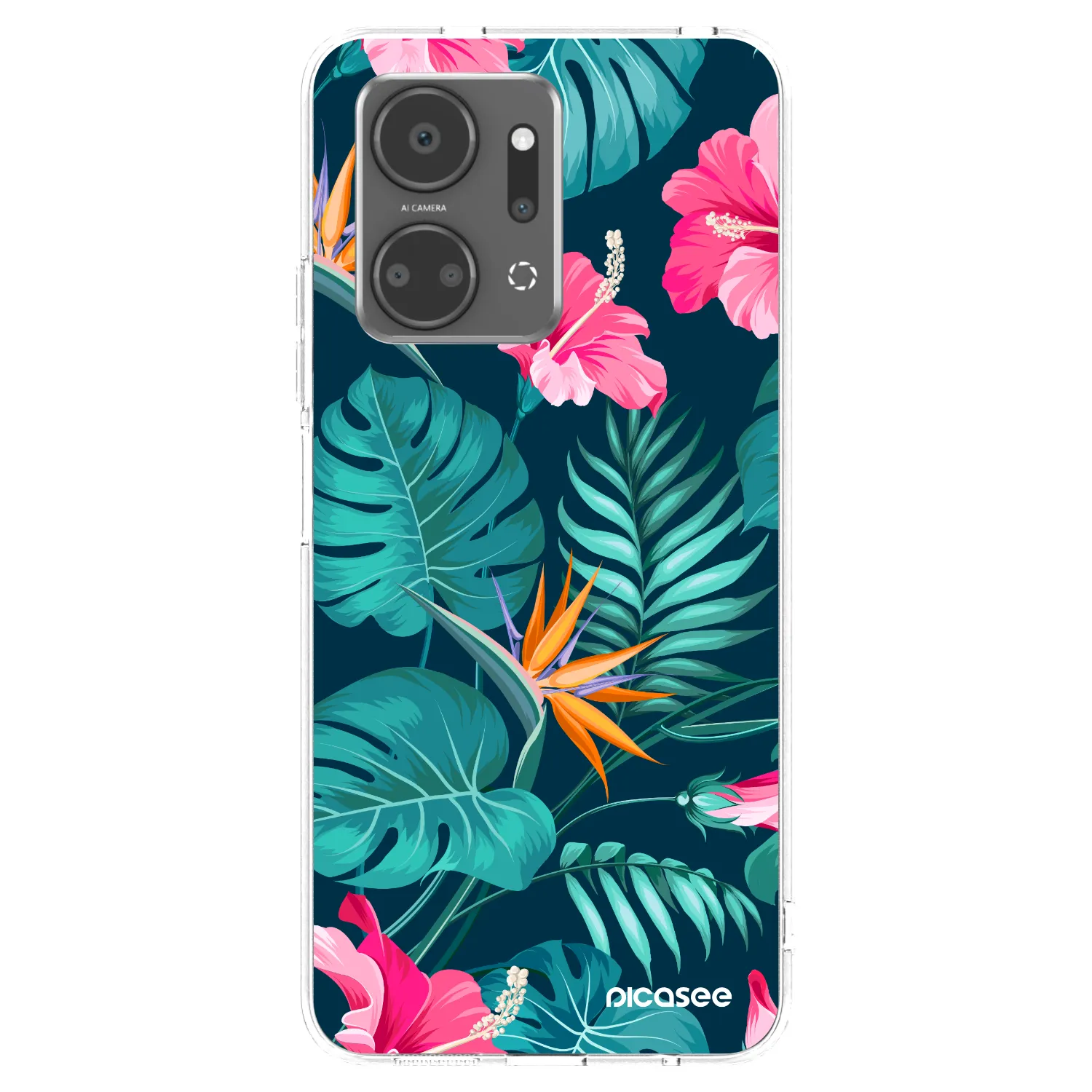 Picasee silikonový průhledný obal pro Honor X7a - Pink Monstera