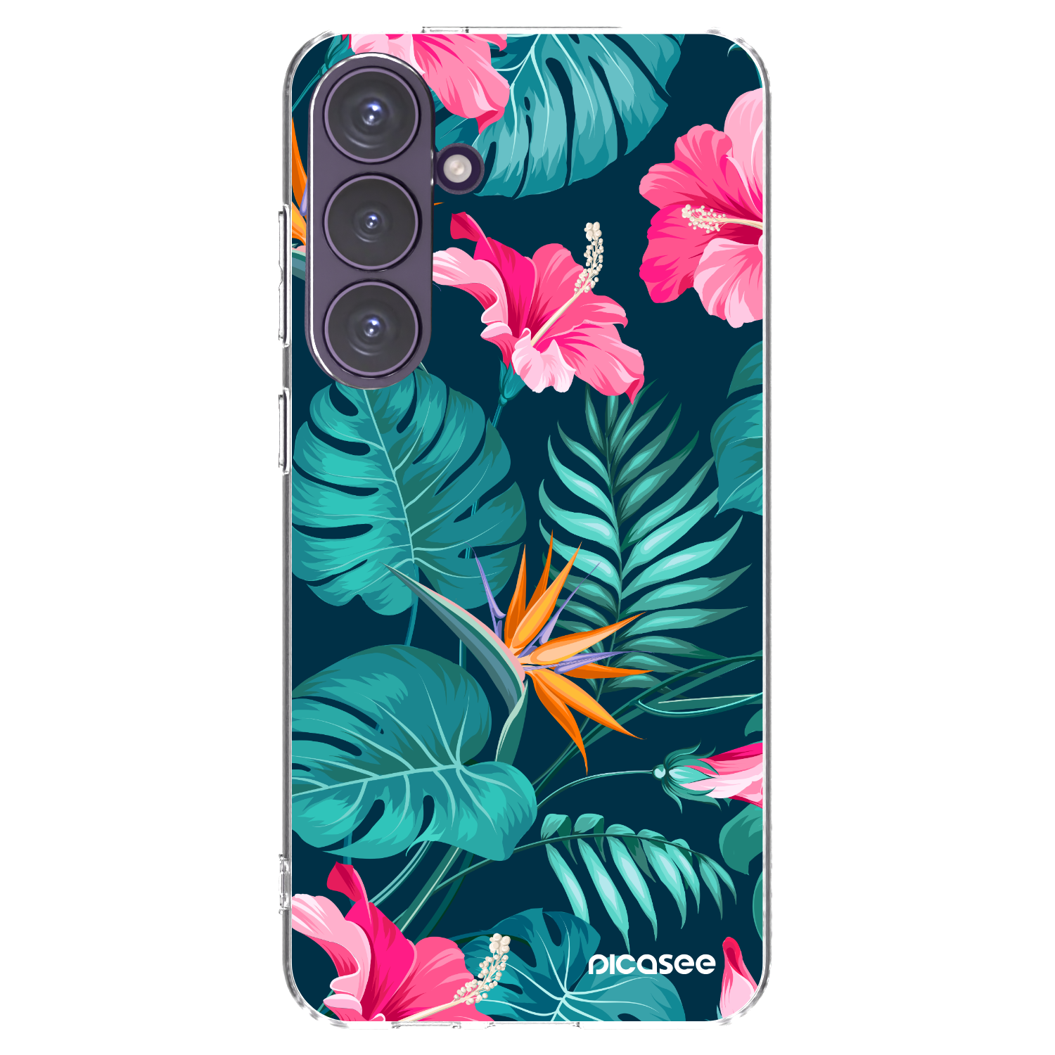 Picasee silikonový průhledný obal pro Samsung Galaxy S24+ S926B 5G - Pink Monstera