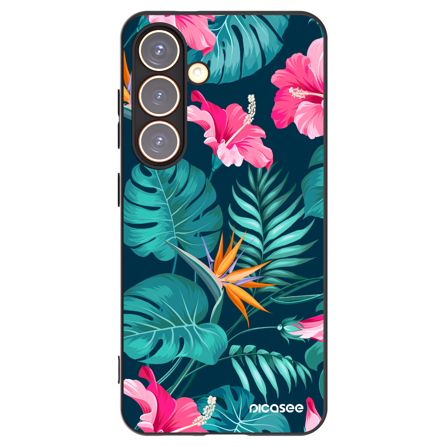 Picasee silikonový černý obal pro Samsung Galaxy S24 S921B 5G - Pink Monstera