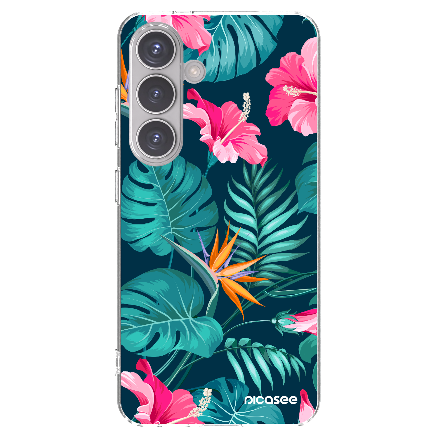 Picasee silikonový průhledný obal pro Samsung Galaxy S24 S921B 5G - Pink Monstera