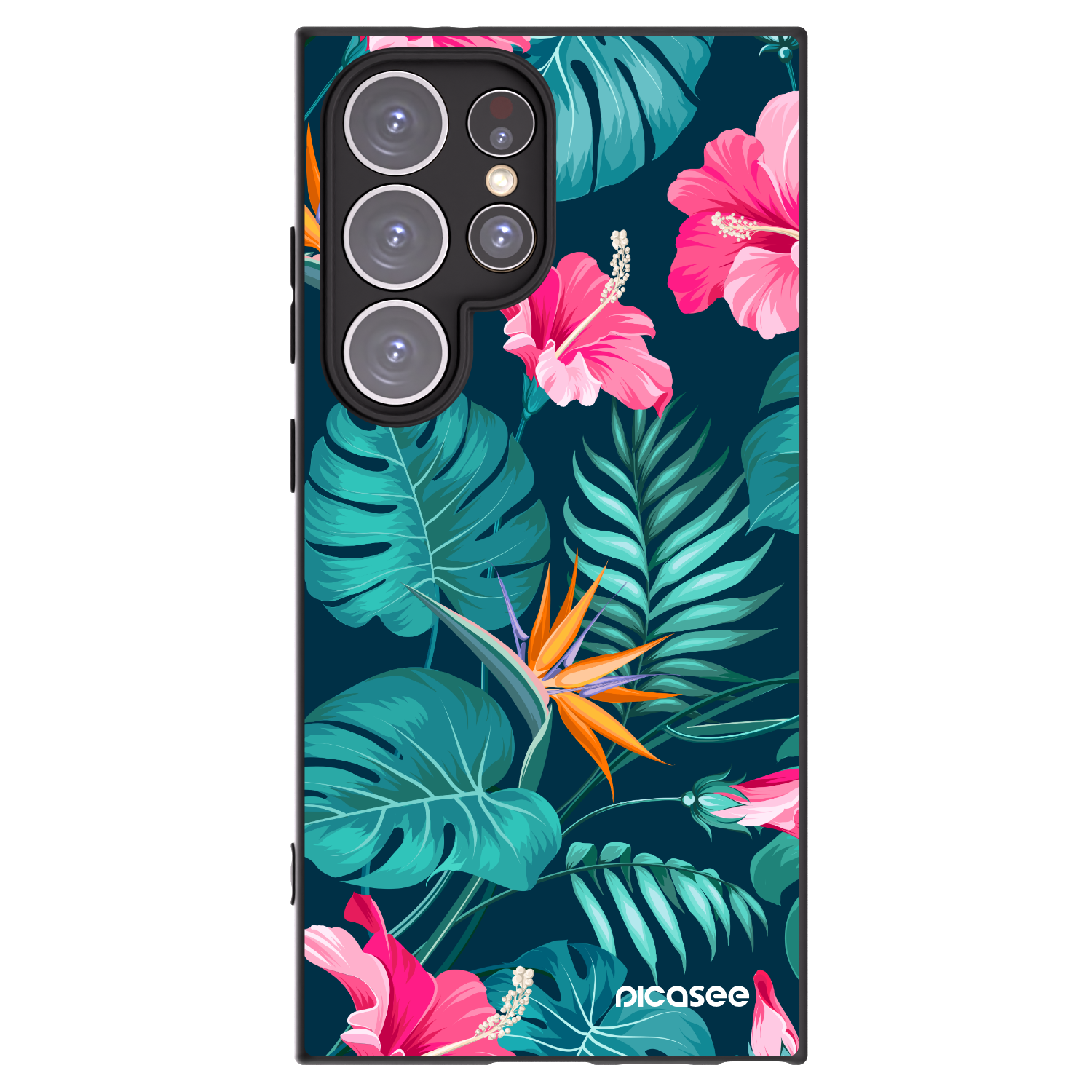 Picasee silikonový černý obal pro Samsung Galaxy S24 Ultra S928B 5G - Pink Monstera