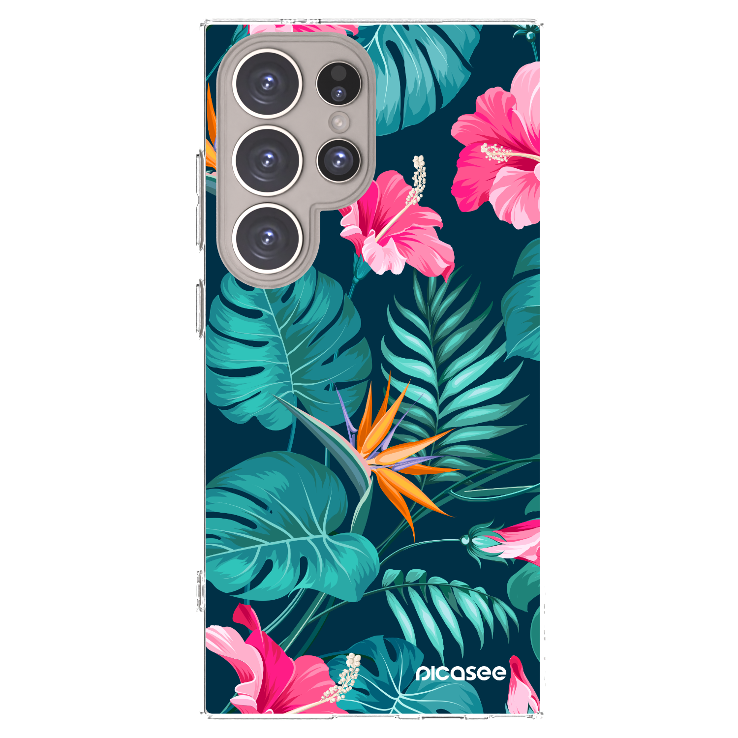 Picasee silikonový průhledný obal pro Samsung Galaxy S24 Ultra S928B 5G - Pink Monstera