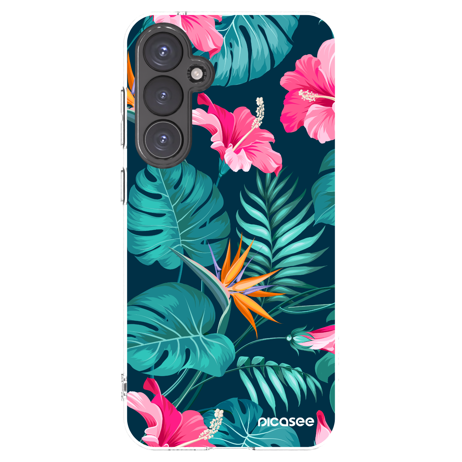 Picasee silikonový průhledný obal pro Samsung Galaxy S23 FE S711B - Pink Monstera