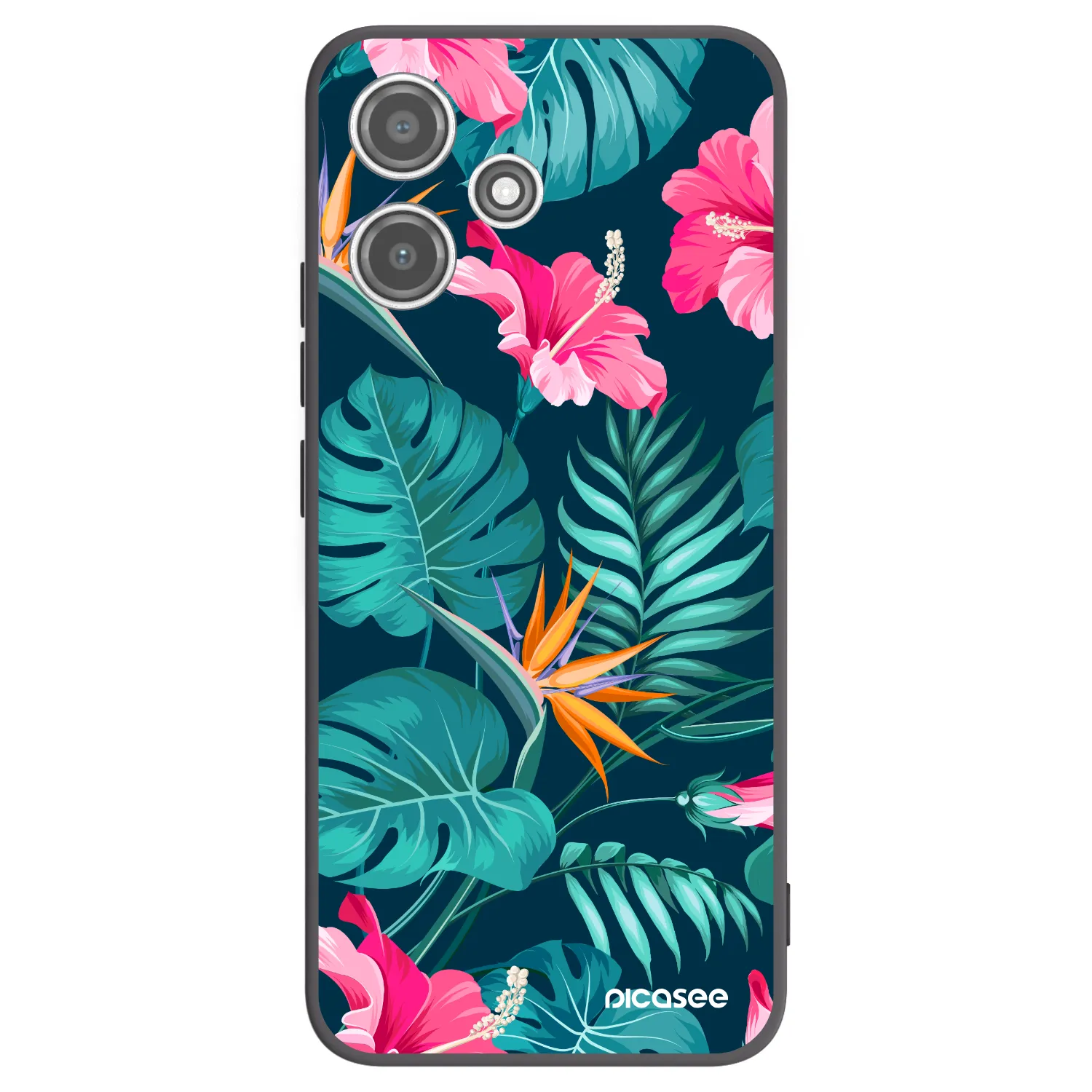 Picasee silikonový černý obal pro Xiaomi Redmi 12 5G - Pink Monstera