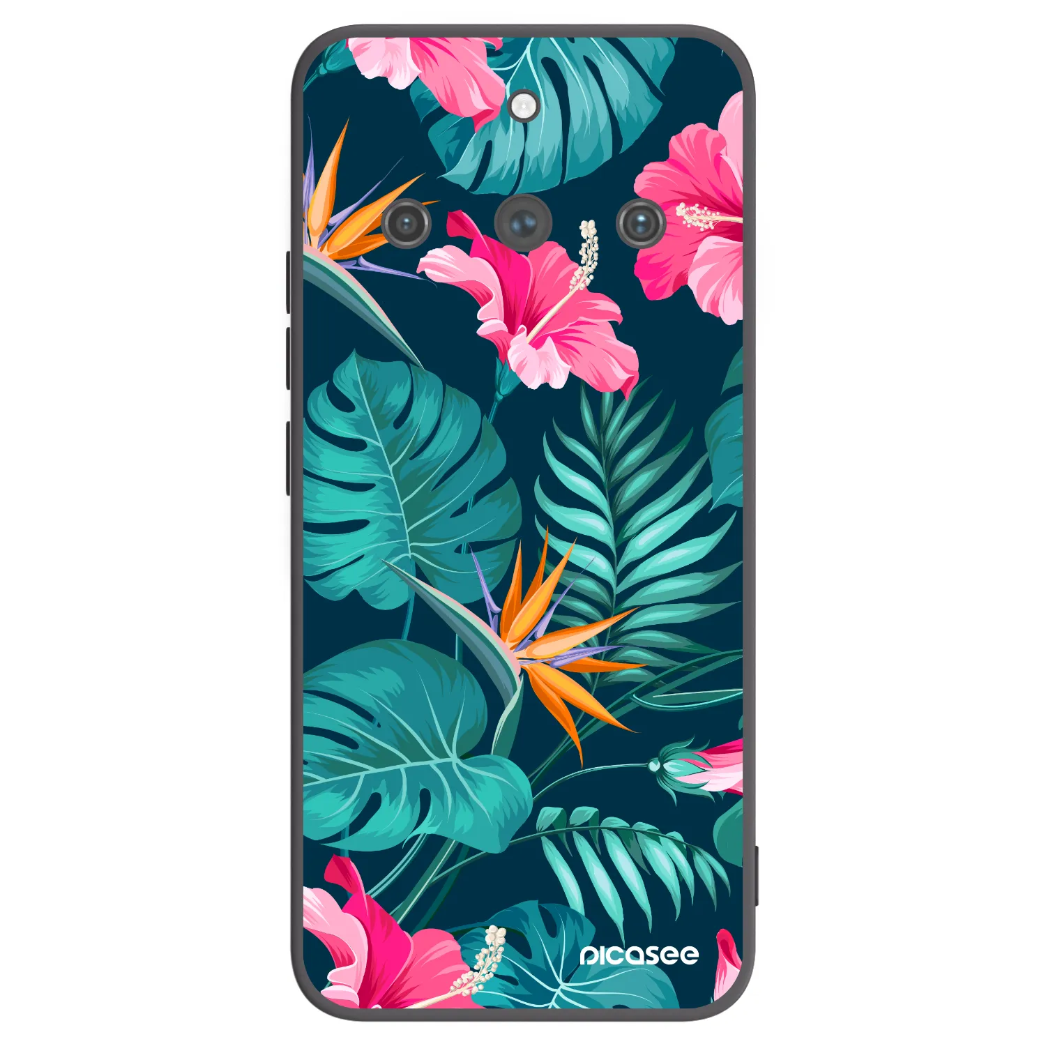 Picasee silikonový černý obal pro Realme 11 Pro+ - Pink Monstera