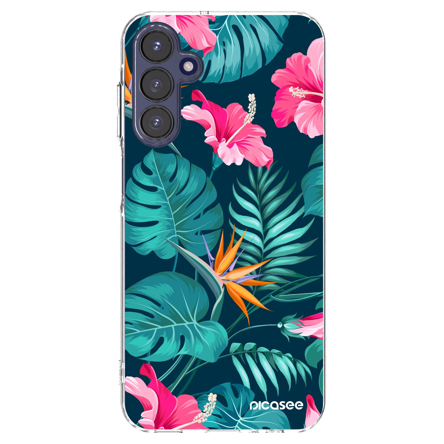 Picasee silikonový průhledný obal pro Samsung Galaxy A15 A155F 4G - Pink Monstera