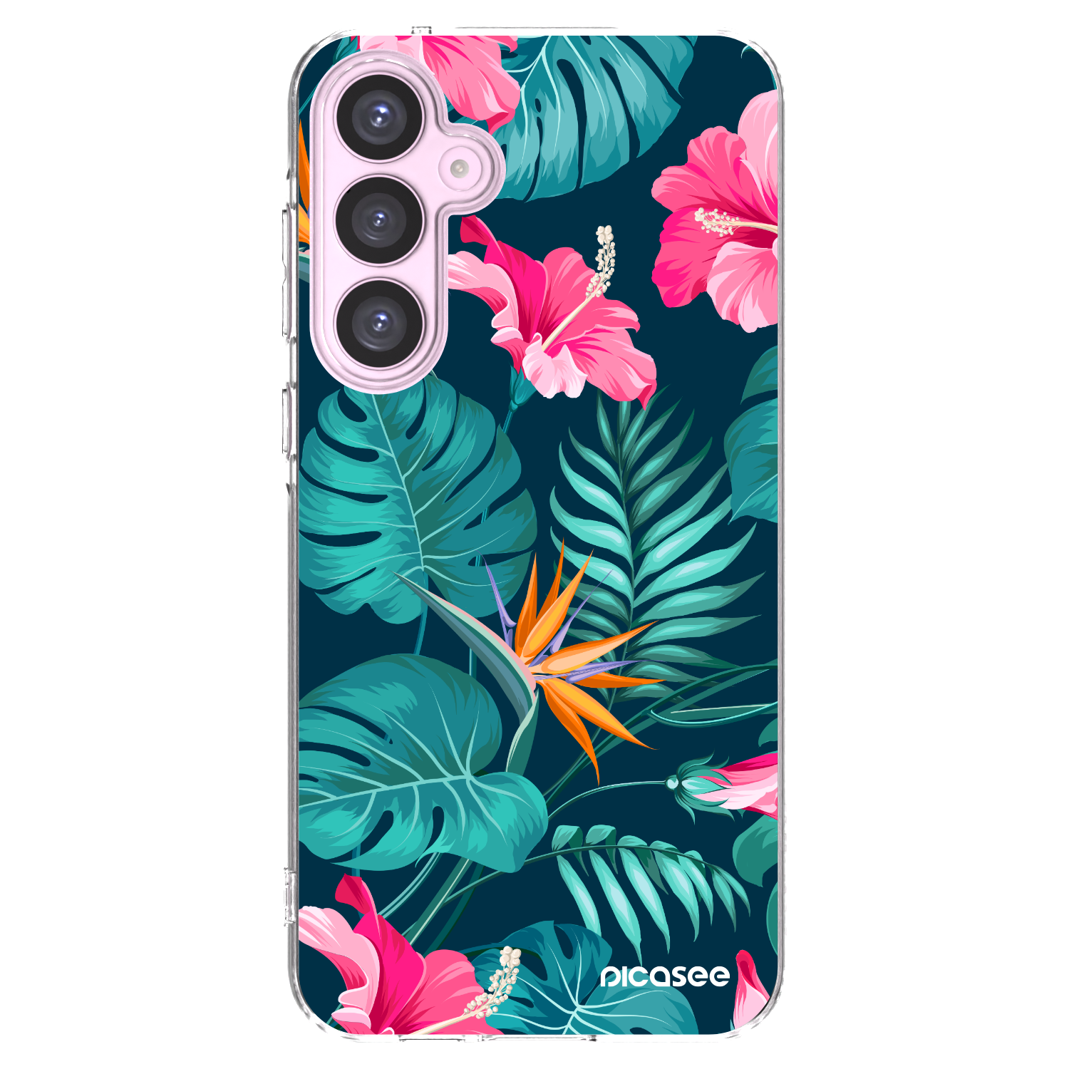Picasee silikonový průhledný obal pro Samsung Galaxy A55 5G A556B - Pink Monstera