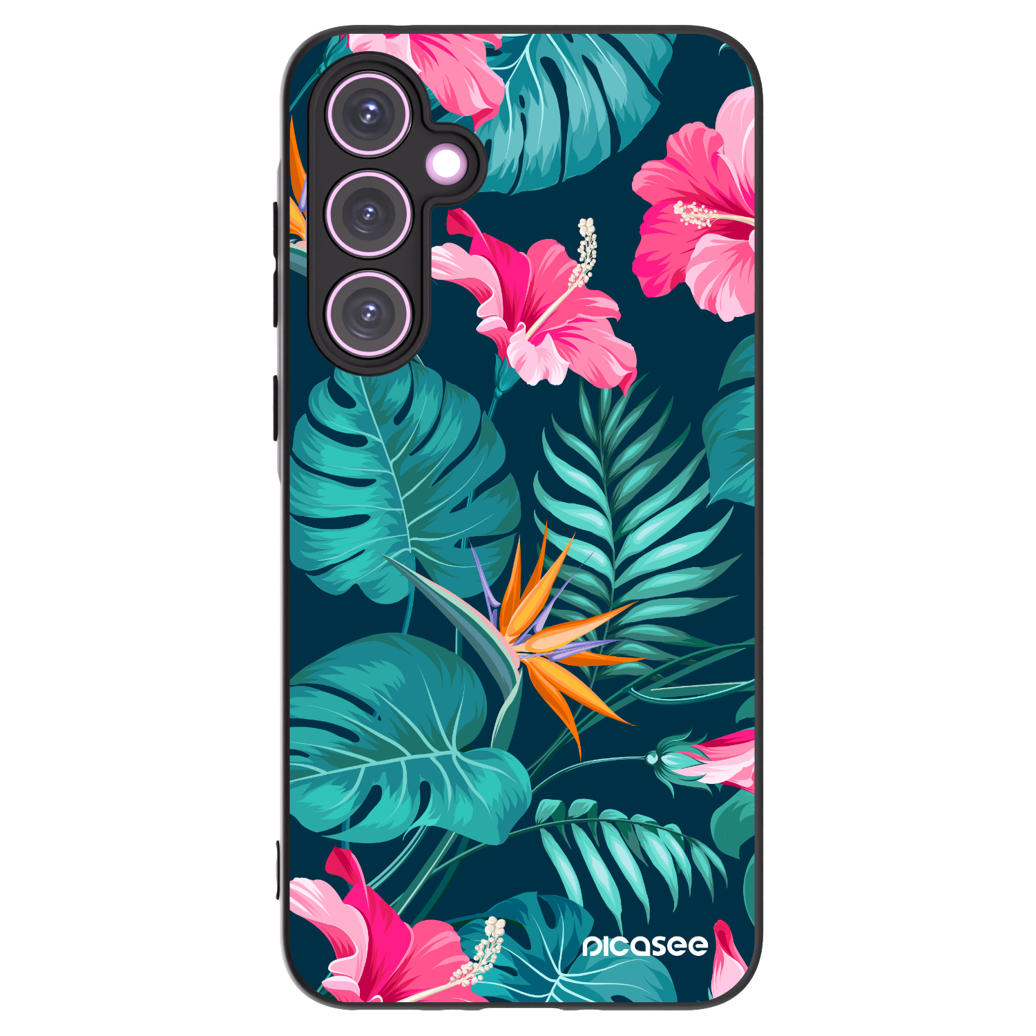 Picasee silikonový černý obal pro Samsung Galaxy A35 5G A356B - Pink Monstera
