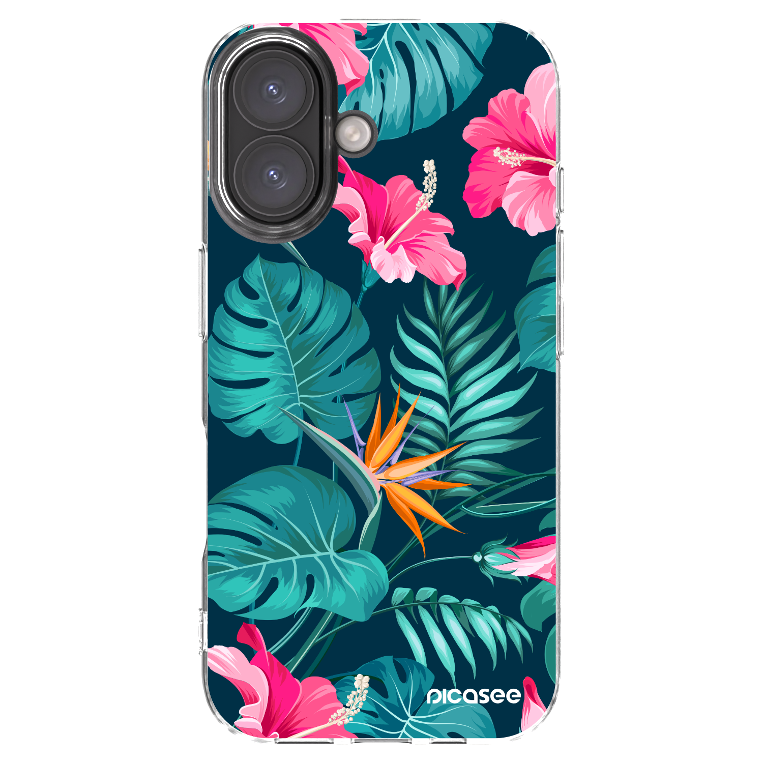 Picasee silikonový průhledný obal pro Apple iPhone 16 - Pink Monstera