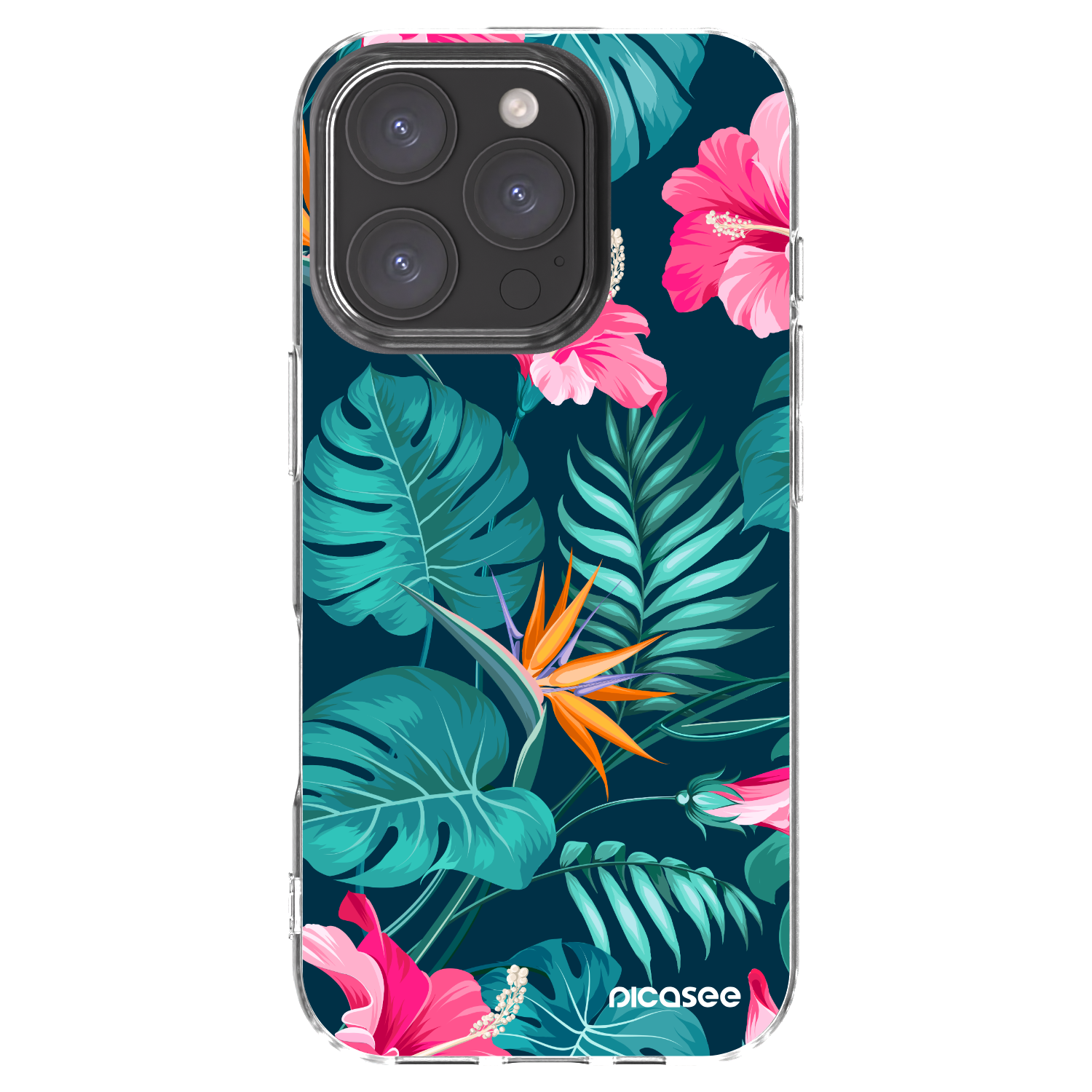 Picasee silikonový průhledný obal pro Apple iPhone 16 Pro - Pink Monstera