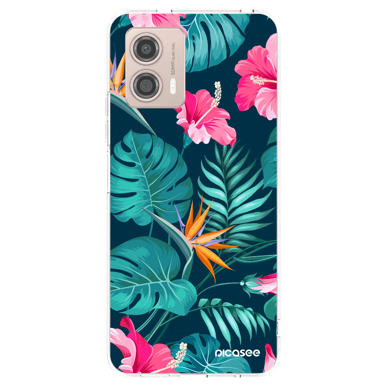 Picasee silikonový průhledný obal pro Motorola Moto G53 5G - Pink Monstera