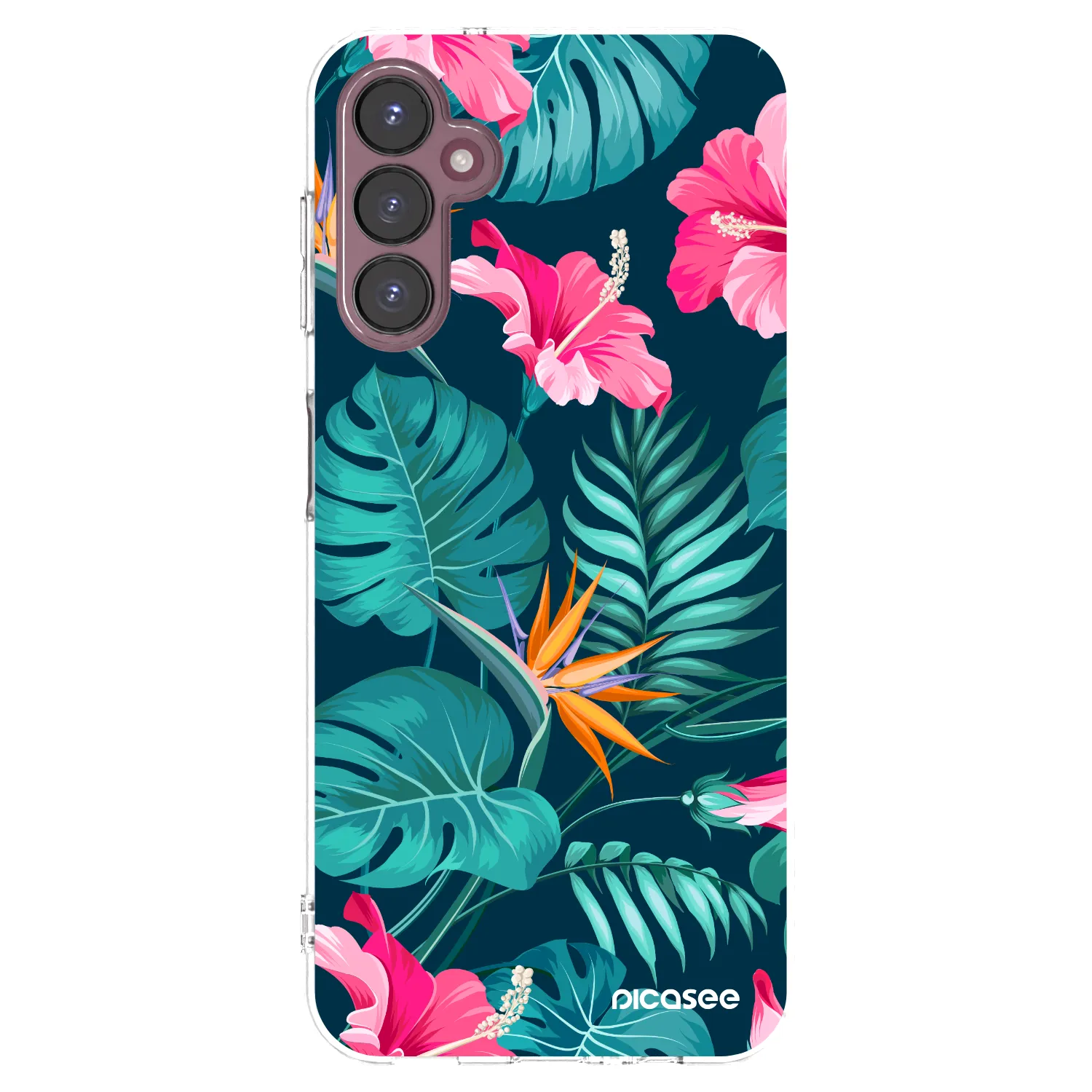 Picasee silikonový průhledný obal pro Samsung Galaxy A05s A057G - Pink Monstera