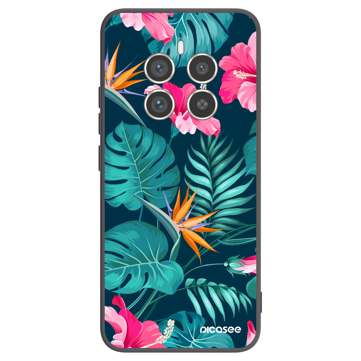 Picasee silikonový černý obal pro Realme 12 Pro 5G - Pink Monstera