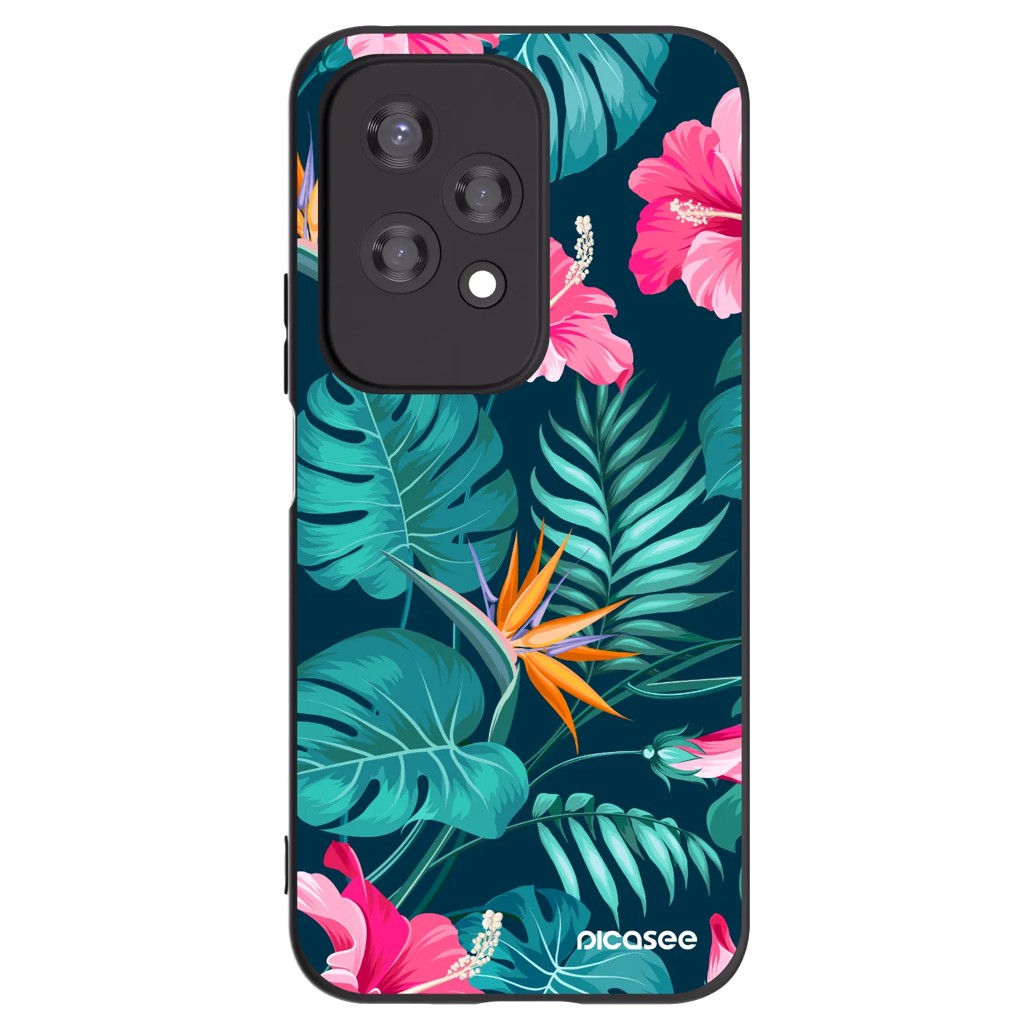 Picasee silikonový černý obal pro Honor 200 Lite - Pink Monstera