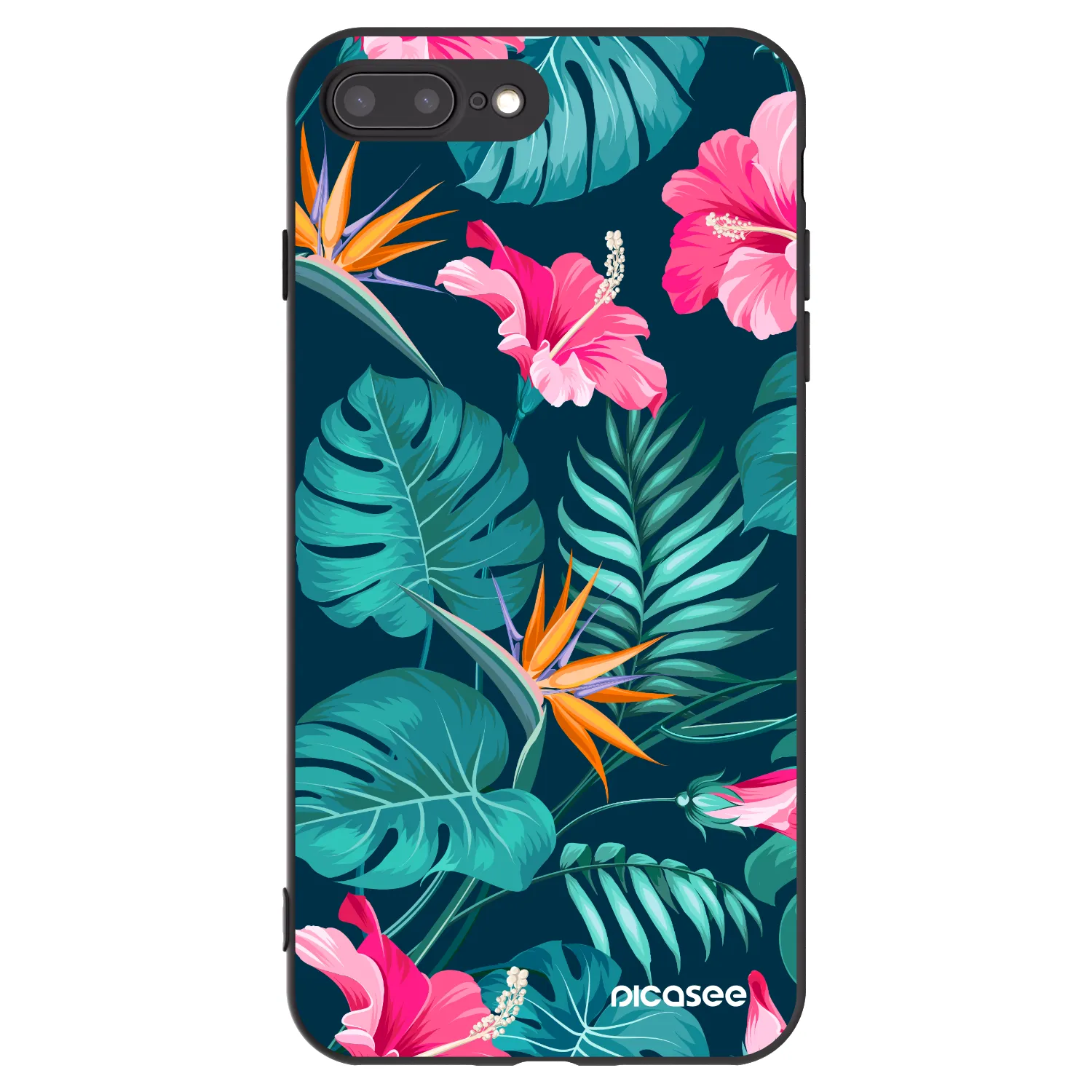 Picasee silikonový černý obal pro Apple iPhone 8 Plus - Pink Monstera
