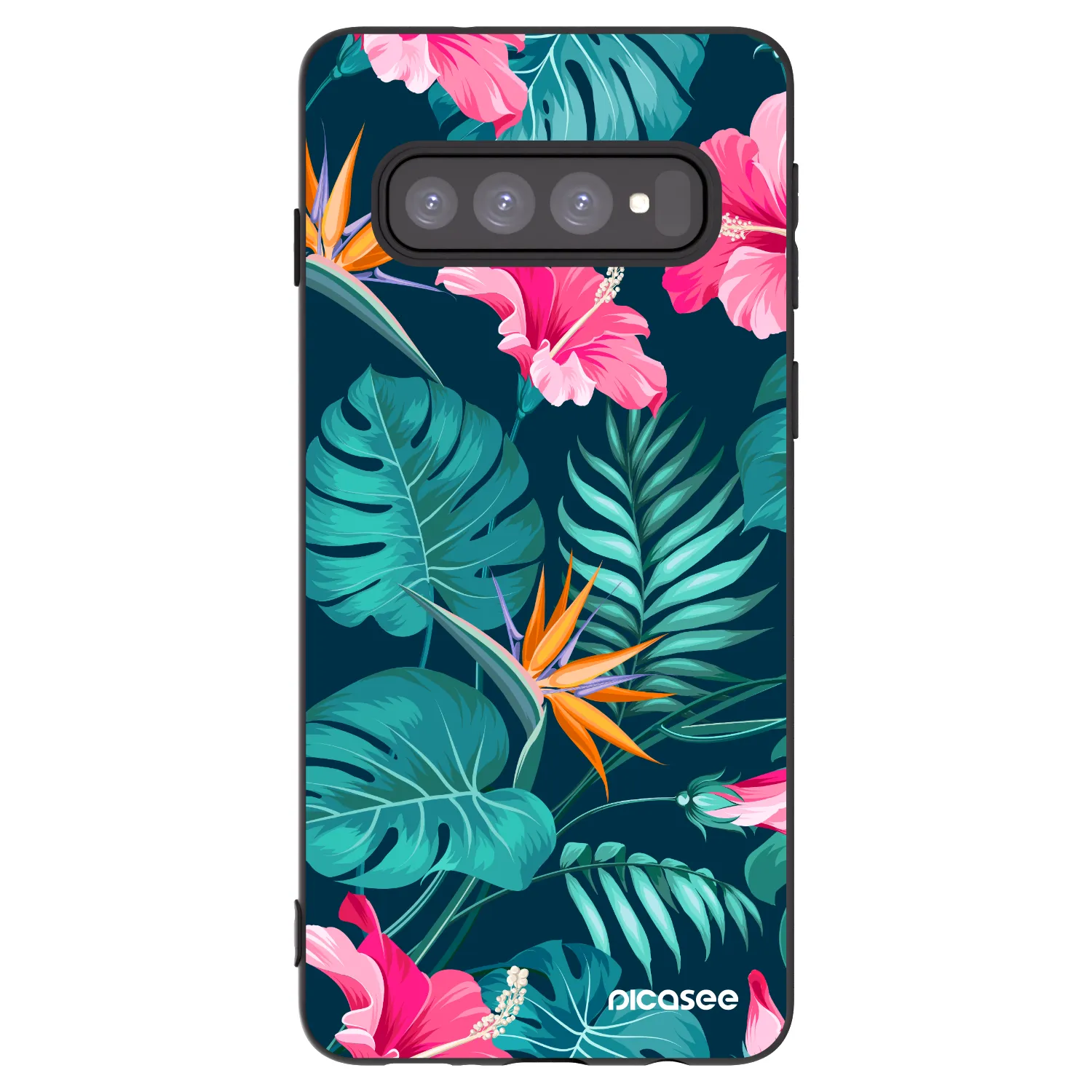 Picasee silikonový černý obal pro Samsung Galaxy S10 G973 - Pink Monstera