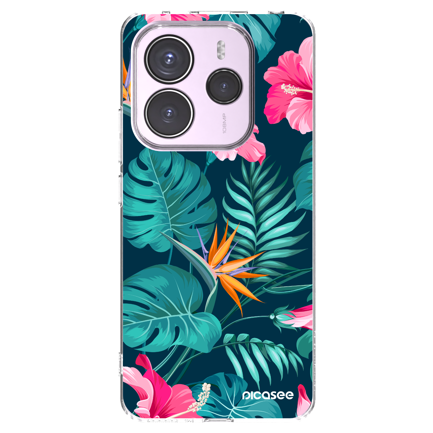 Picasee silikonový průhledný obal pro Xiaomi Redmi Note 14 5G - Pink Monstera