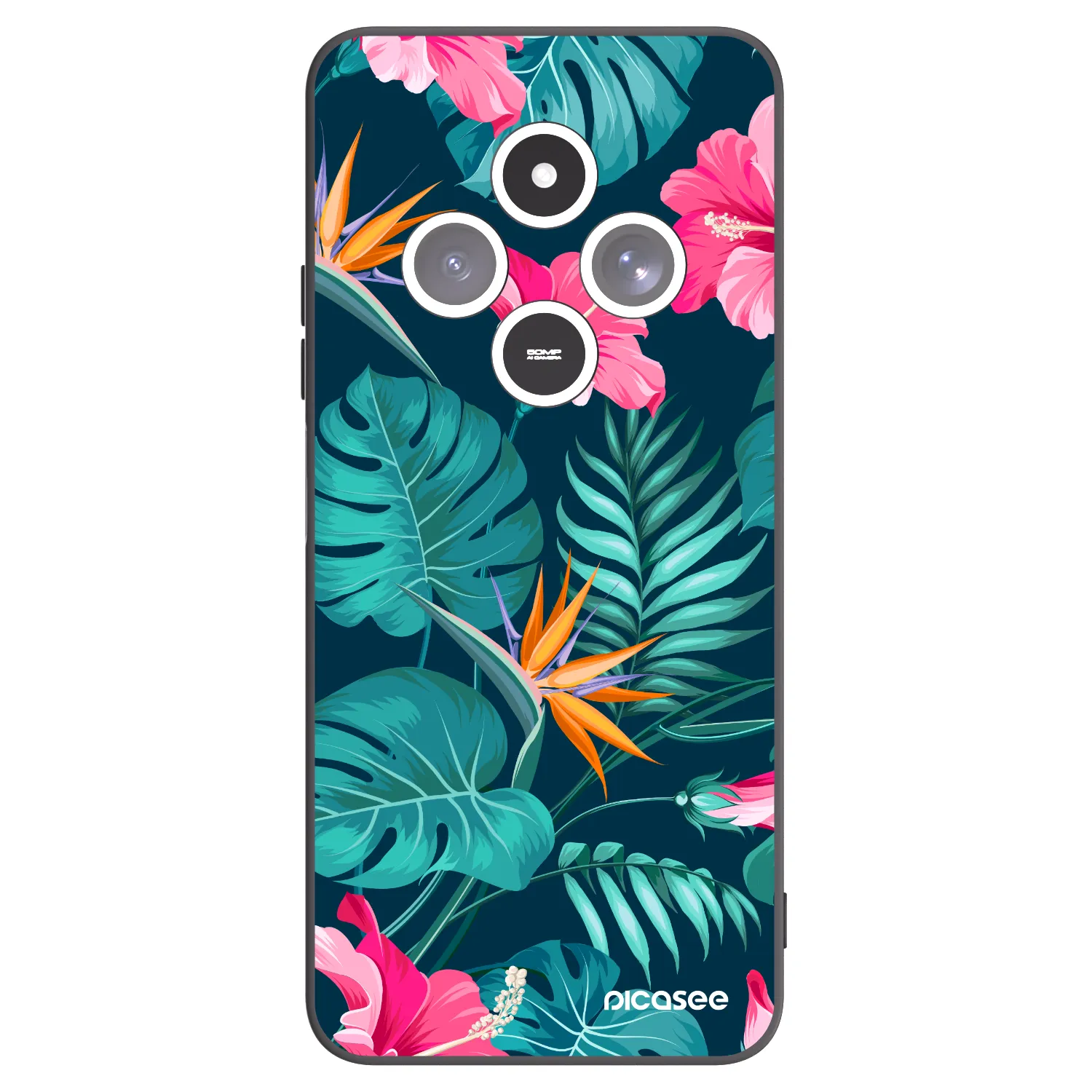 Picasee silikonový černý obal pro Xiaomi Redmi 14C - Pink Monstera