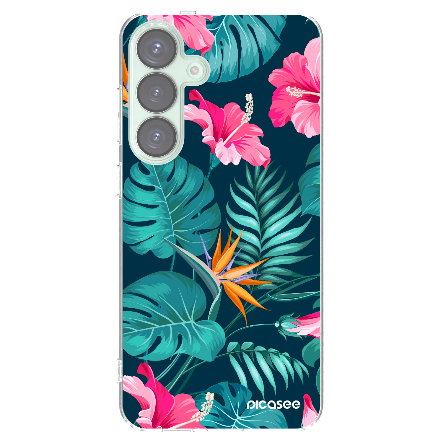 Picasee silikonový průhledný obal pro Samsung Galaxy S25+ 5G - Pink Monstera