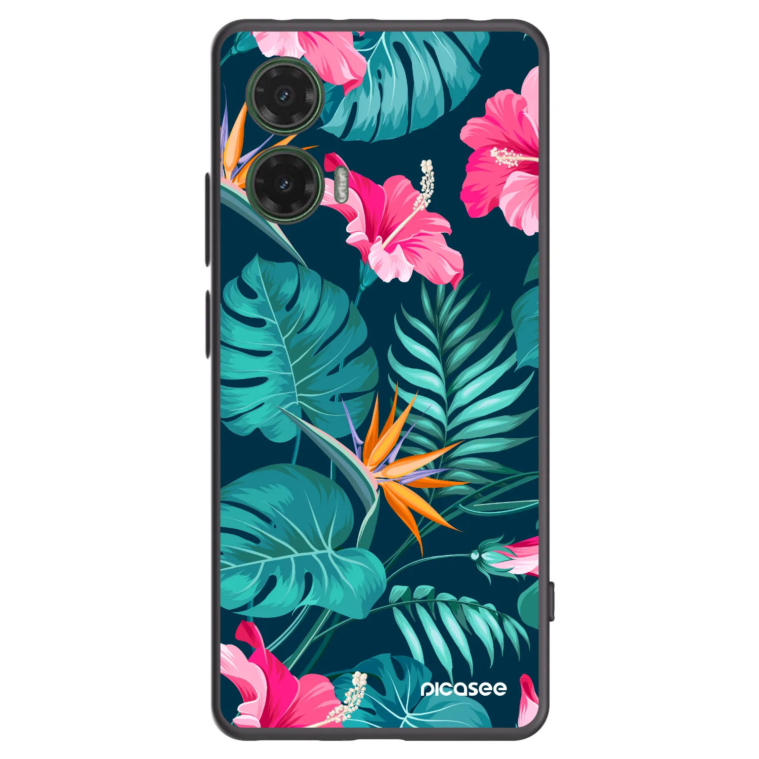 Picasee silikonový černý obal pro Motorola Moto G35 5G - Pink Monstera