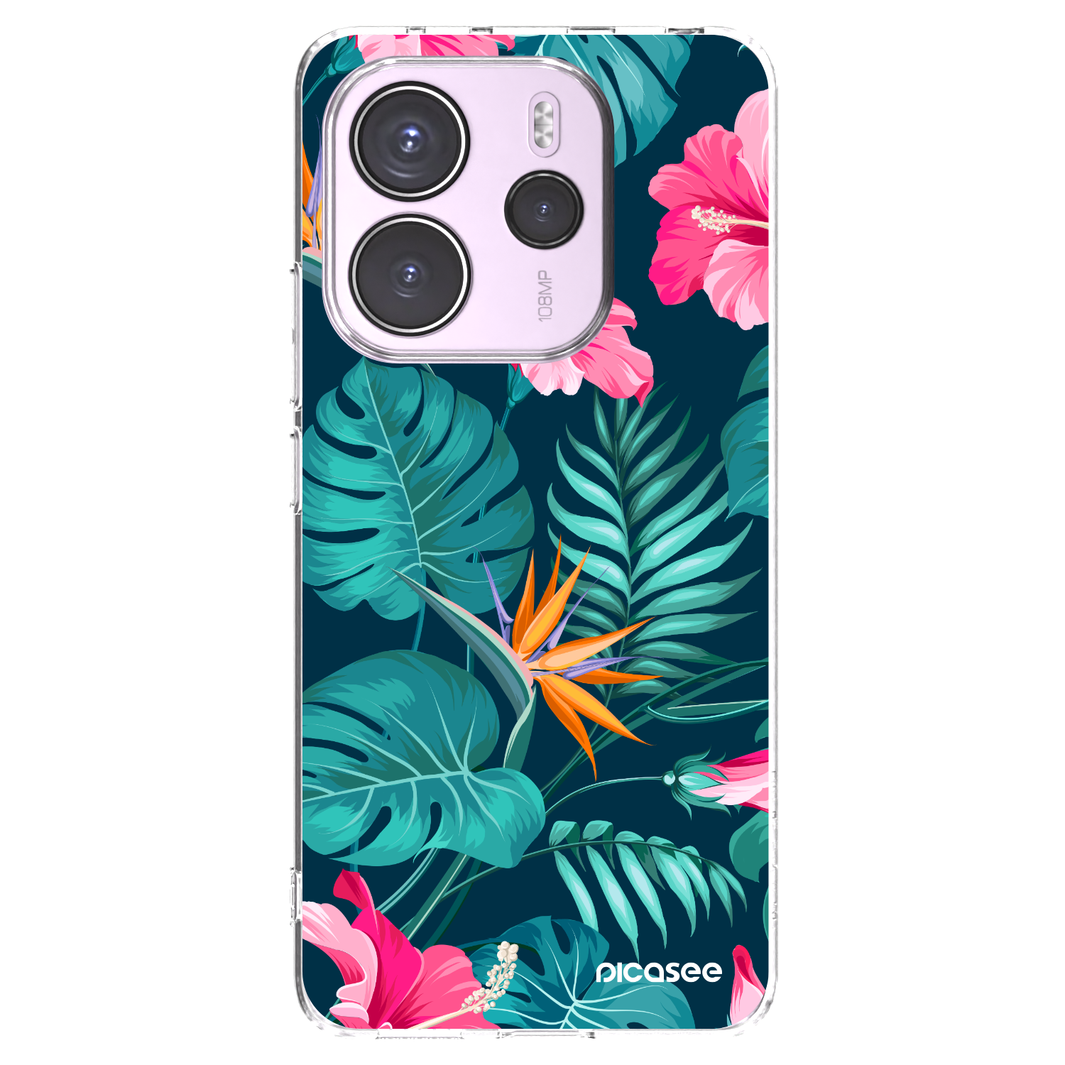 Picasee silikonový průhledný obal pro Xiaomi Redmi Note 14 4G - Pink Monstera