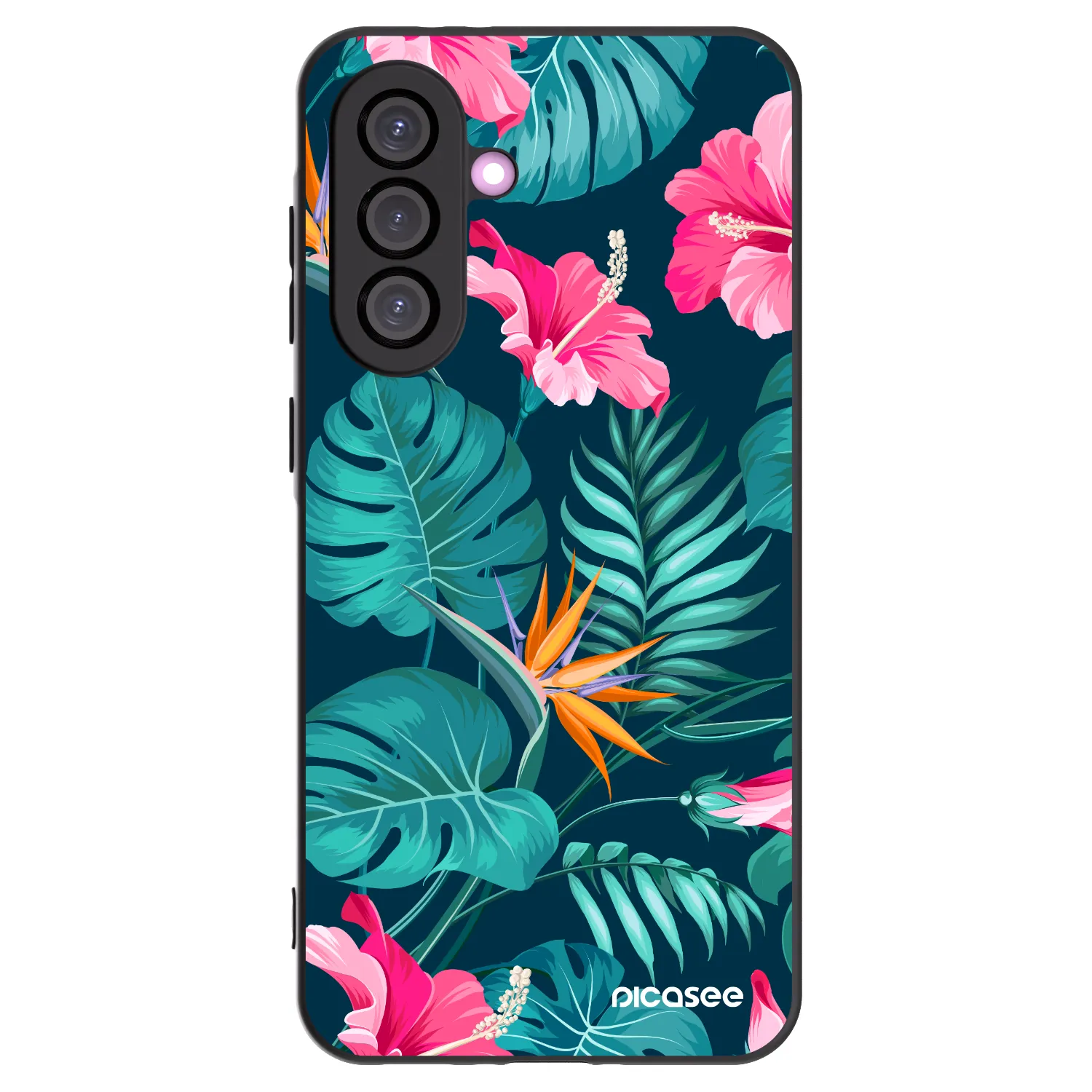 Picasee silikonový černý obal pro Samsung Galaxy A56 5G A566B - Pink Monstera